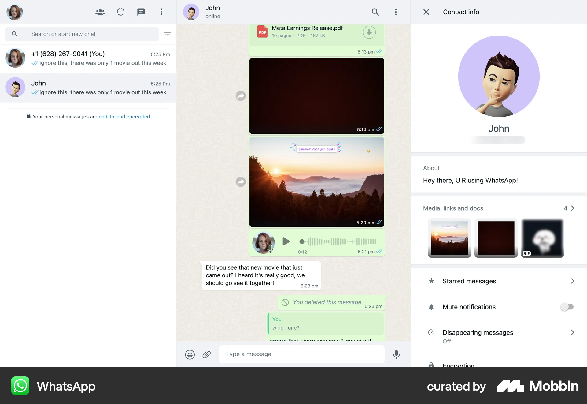 WhatsApp Web Social Networking App screen