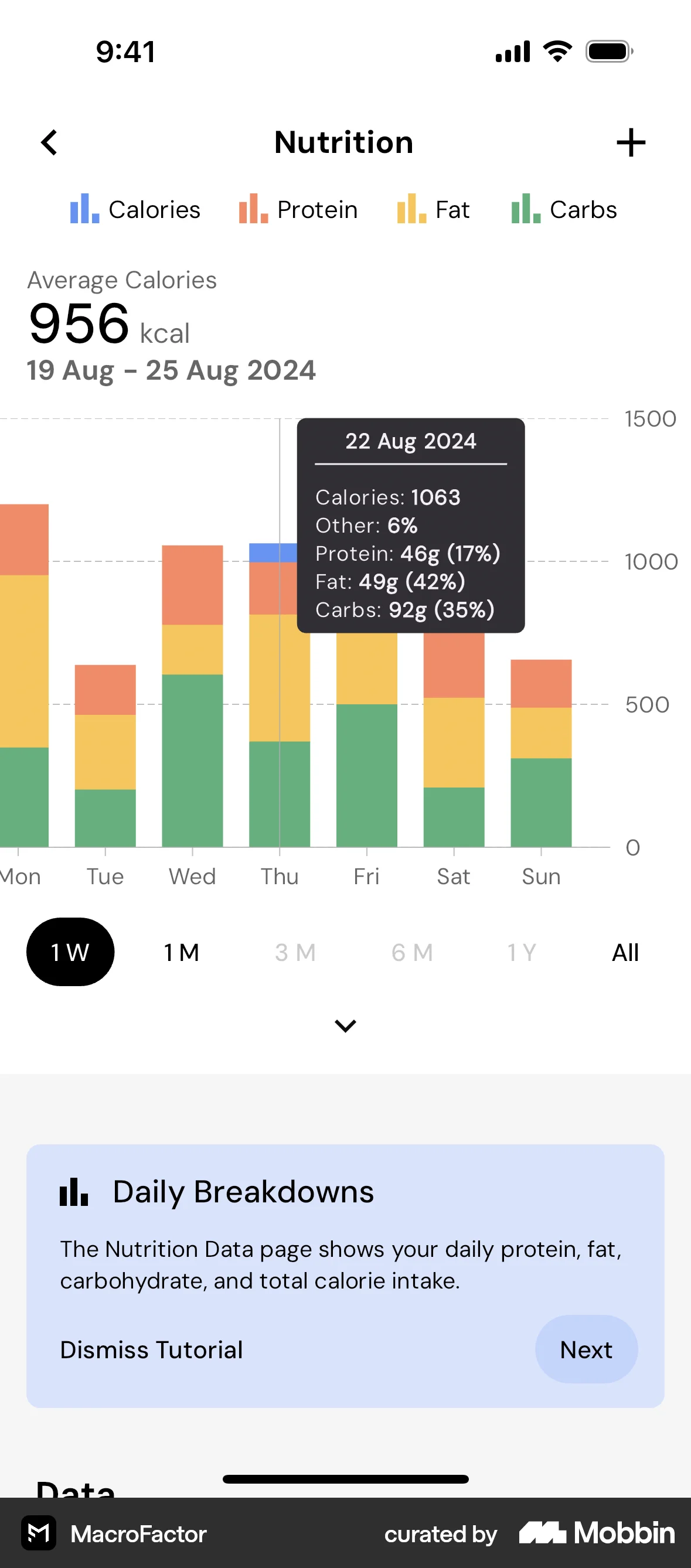 MacroFactor iOS screen containing Tooltip UI element