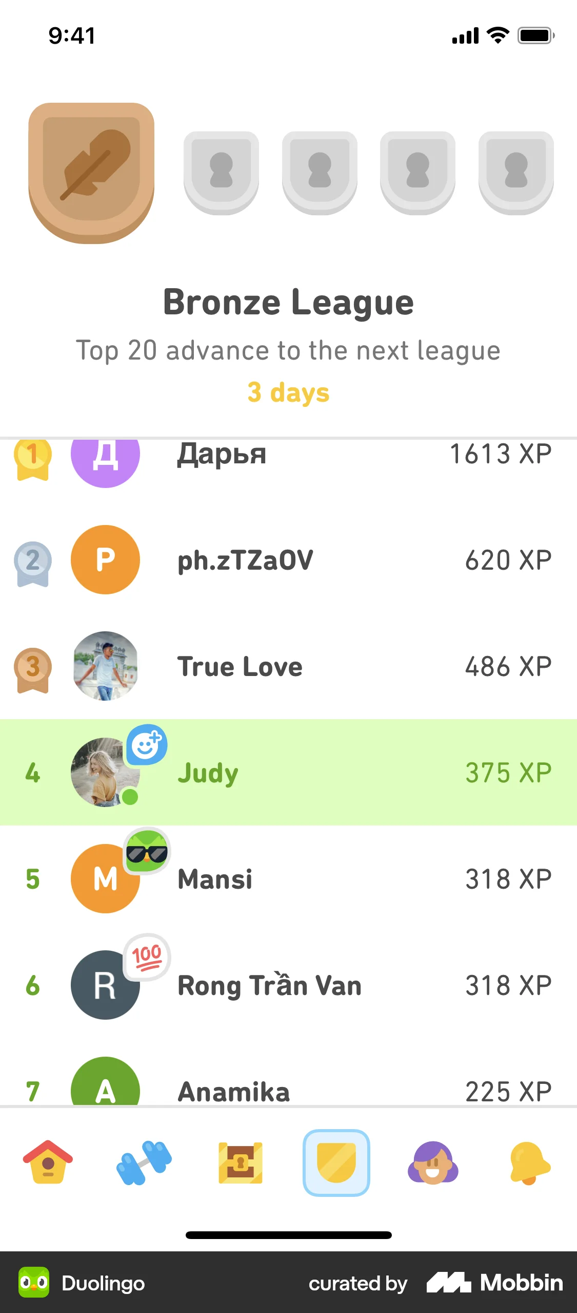 Duolingo iOS Leaderboard screen