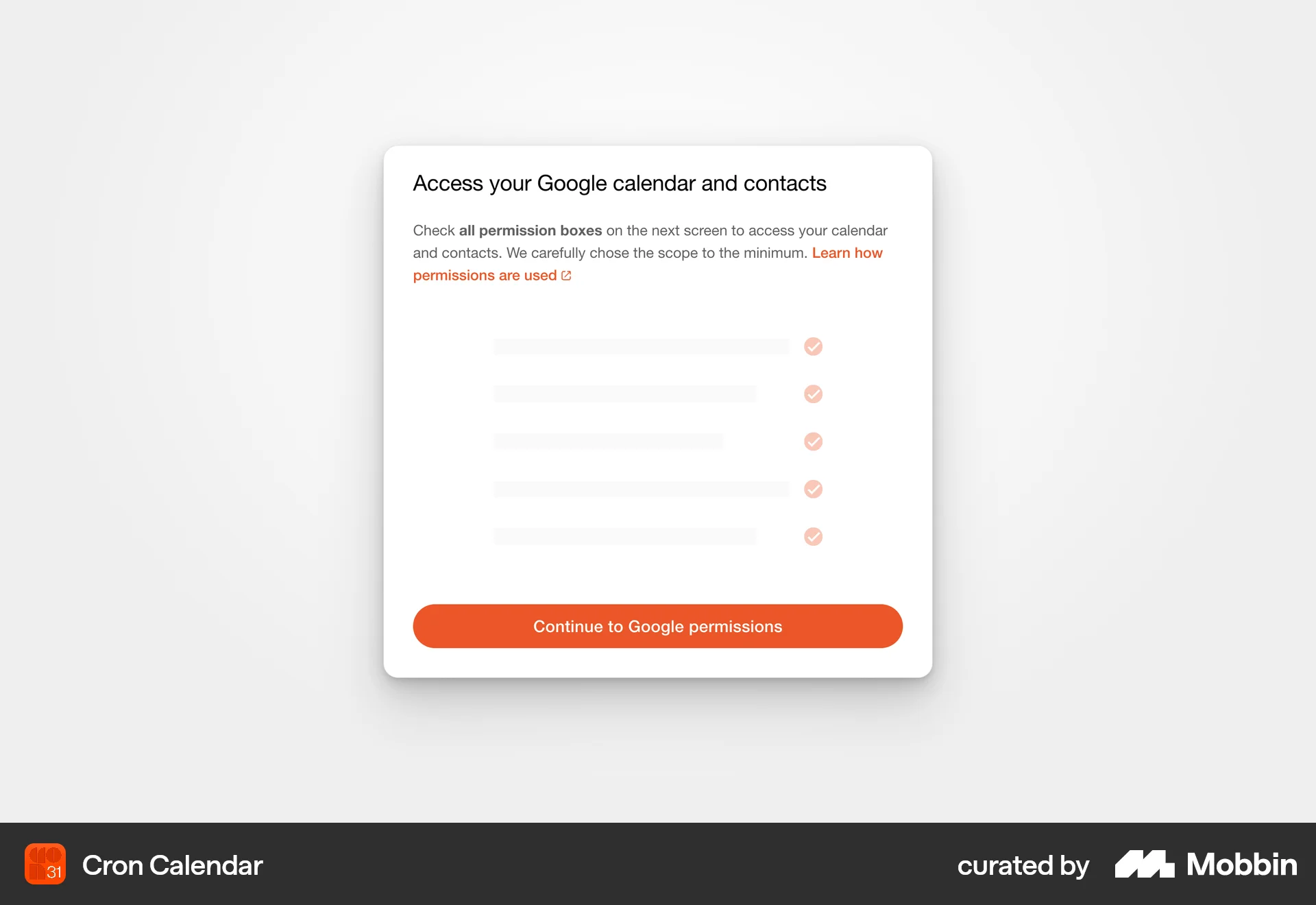 Cron Calendar Web Permission screen