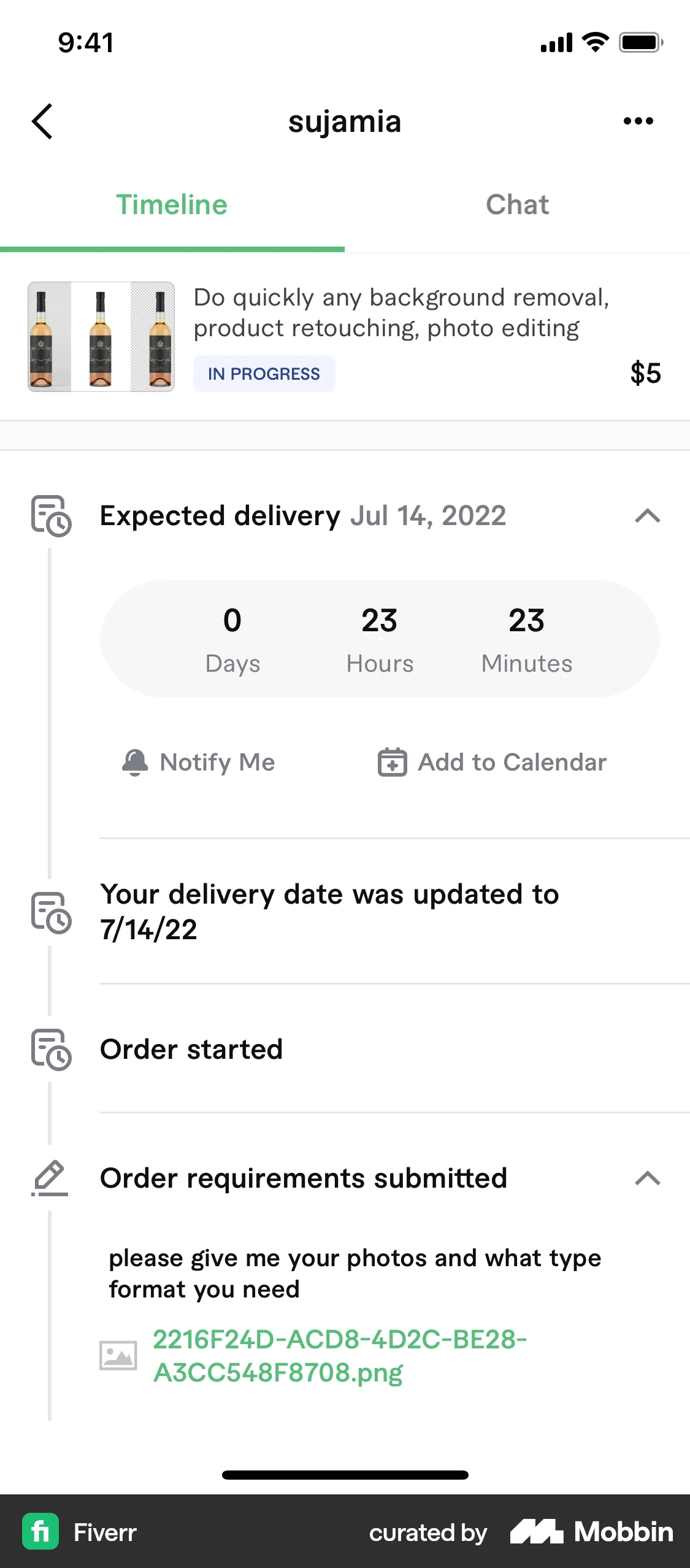 Fiverr iOS Timer & Clock screen