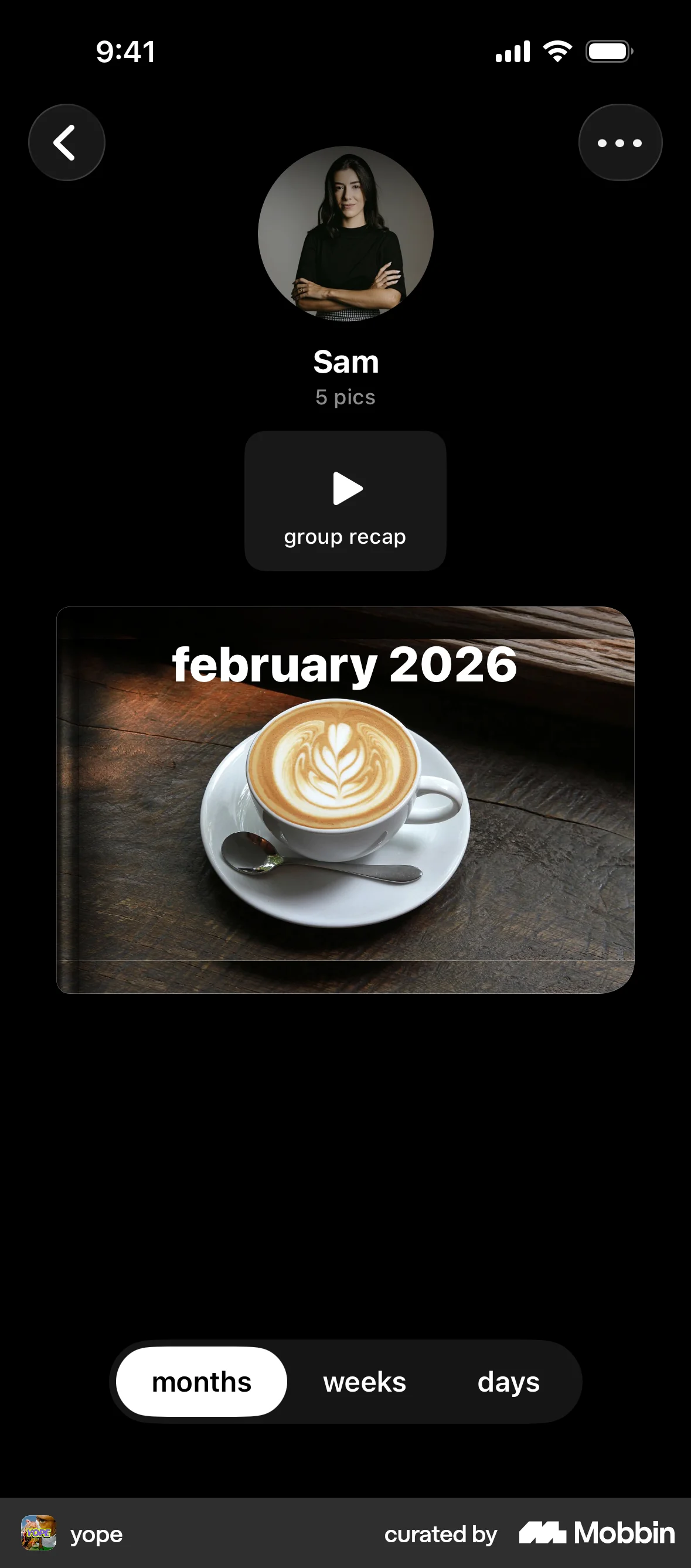 yope iOS Timeline & History screen