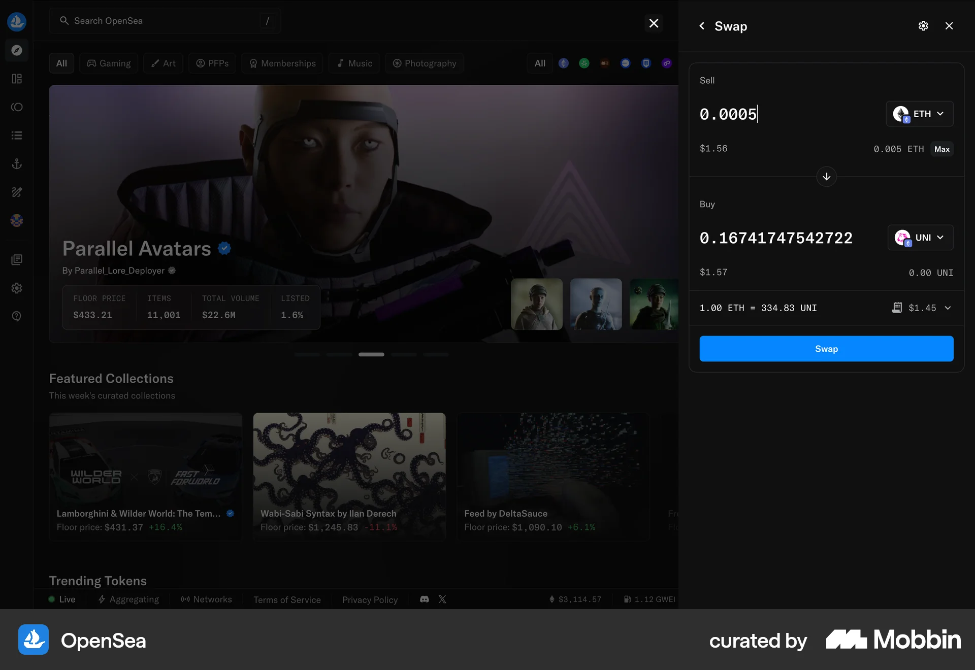 OpenSea Web Other Action screen