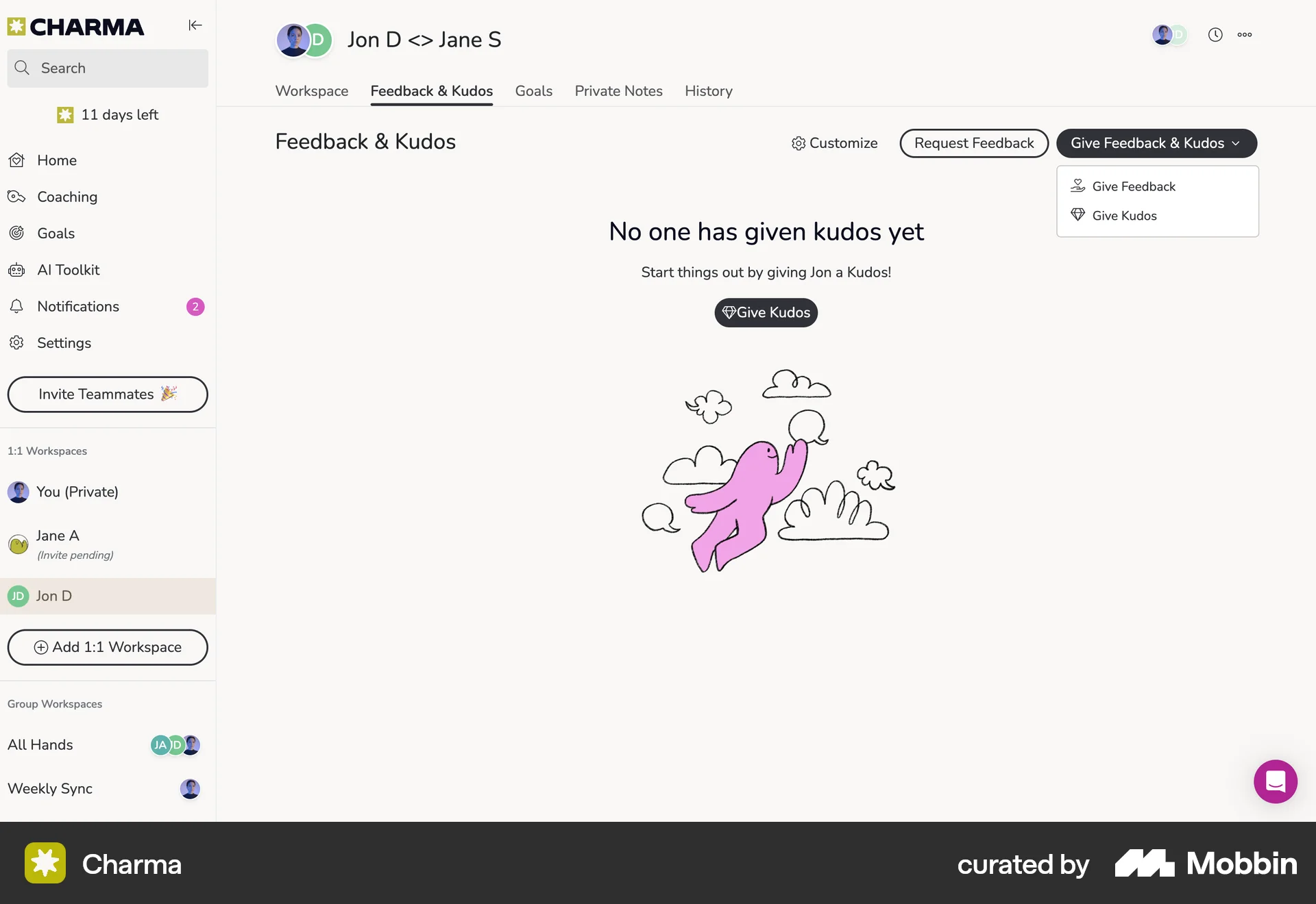 Charma Web screen containing Dropdown Menu UI element