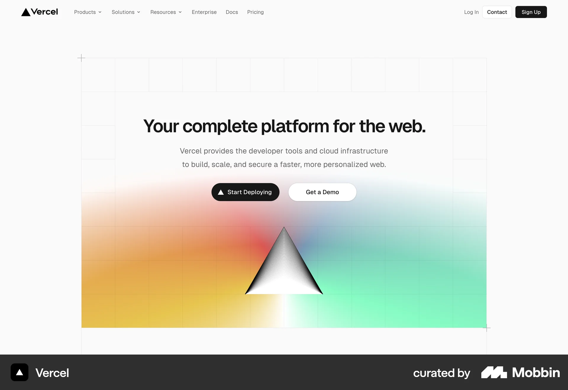 Vercel Web screen containing Top Navigation Bar UI element