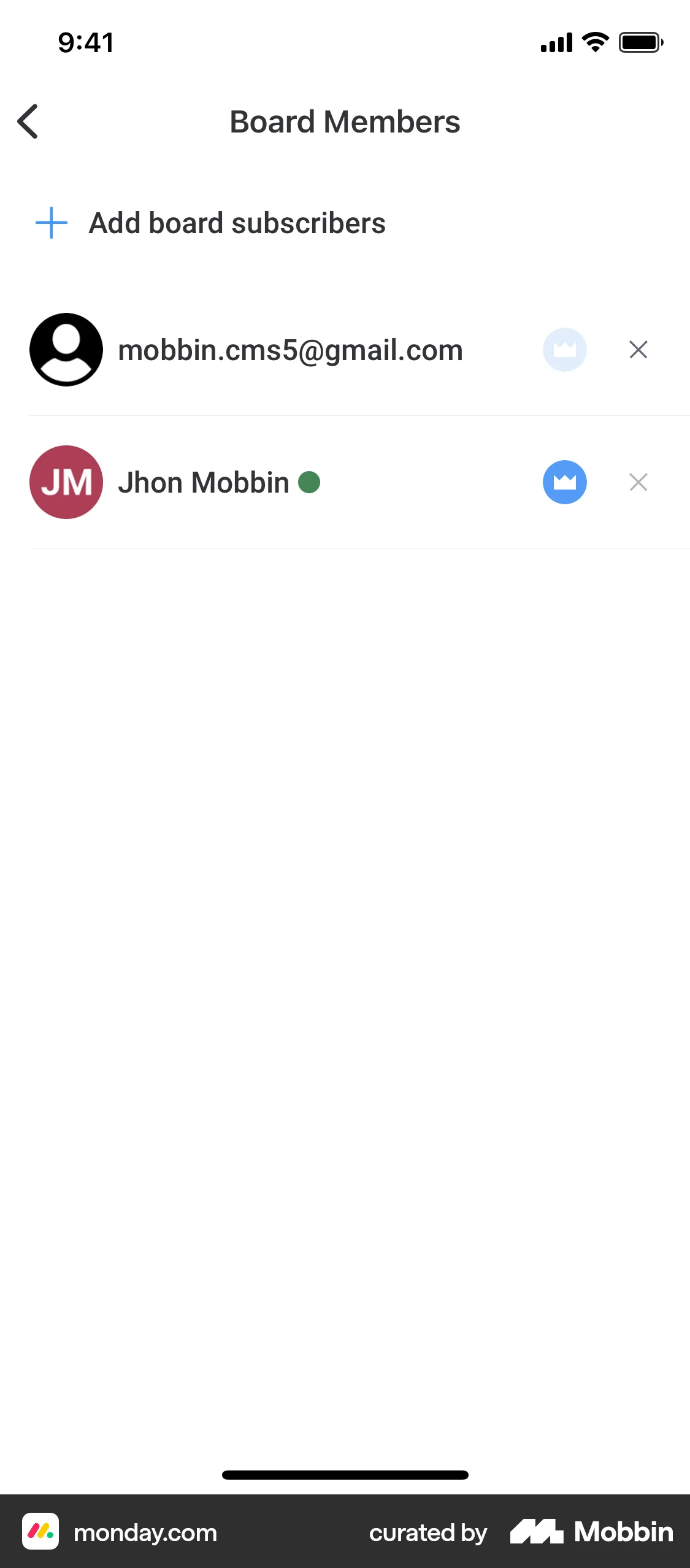 monday.com iOS Invite Teammates screen