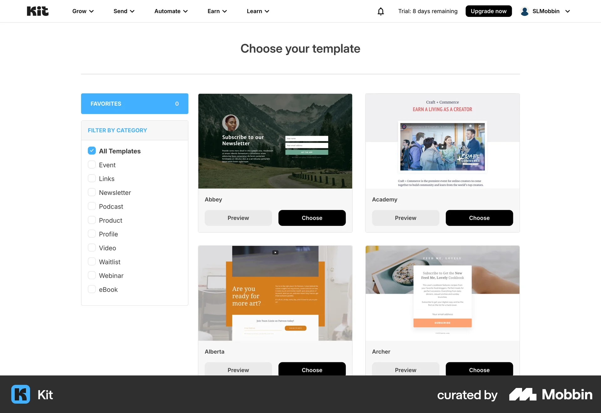 Kit Web screen containing Checkbox UI element