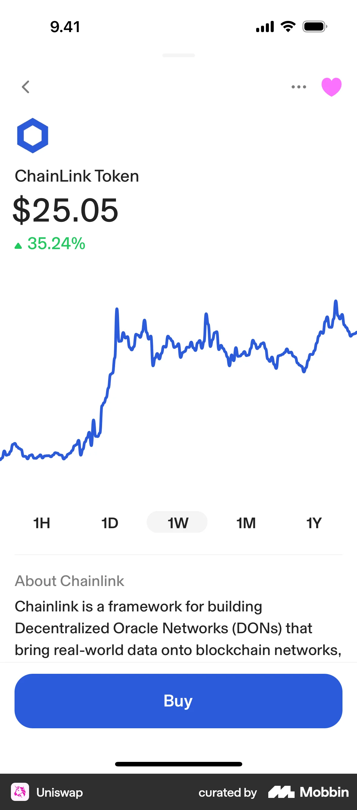 Uniswap iOS Favorite & Pin screen