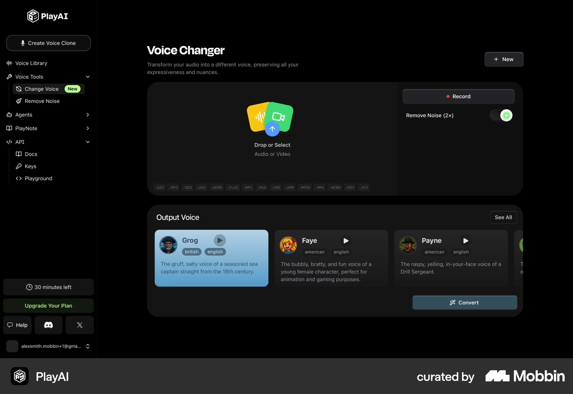 PlayAI Web screen containing Switch UI element