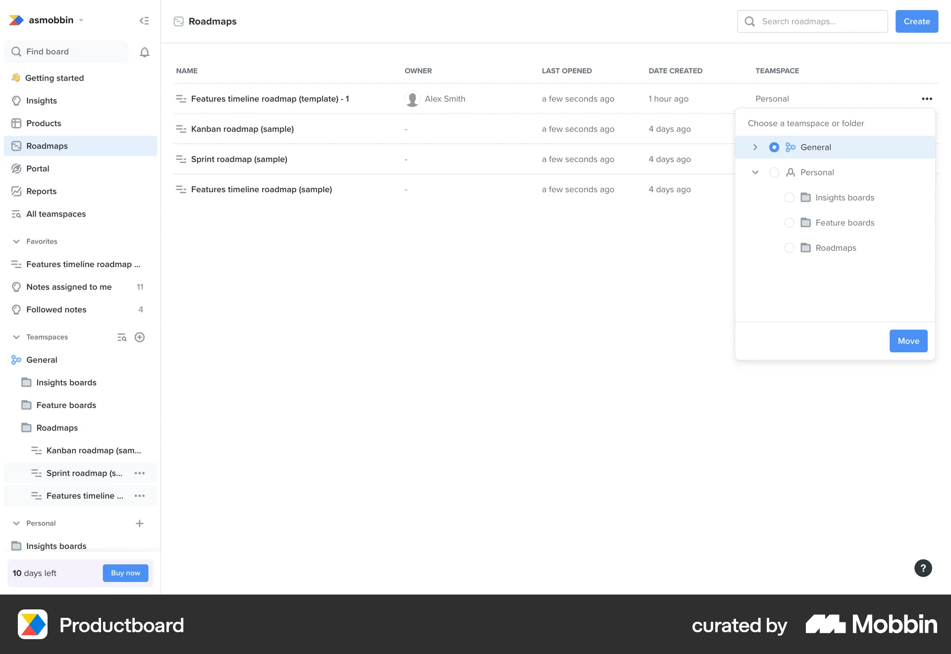 Productboard Web Move screen