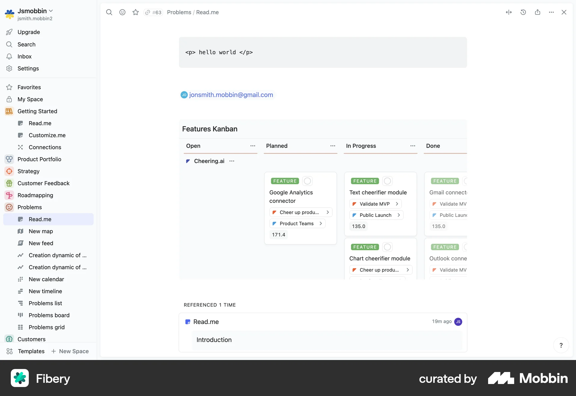 Fibery Web screen containing Breadcrumbs UI element