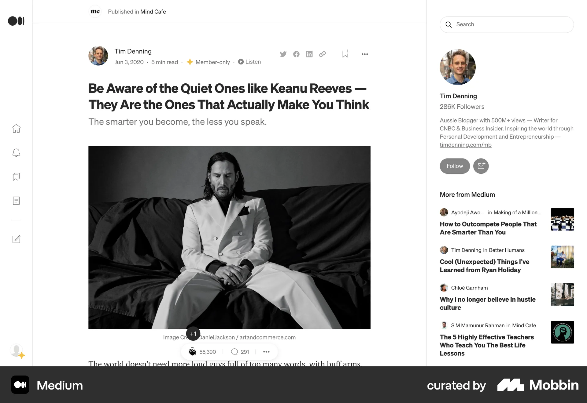 Medium Web Like & Upvote screen