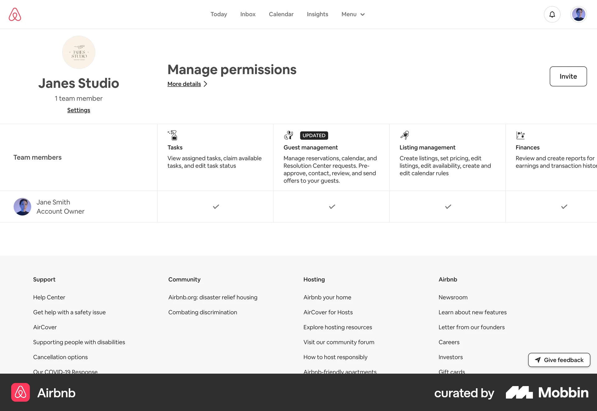 Airbnb Web screen containing Floating Action Button UI element