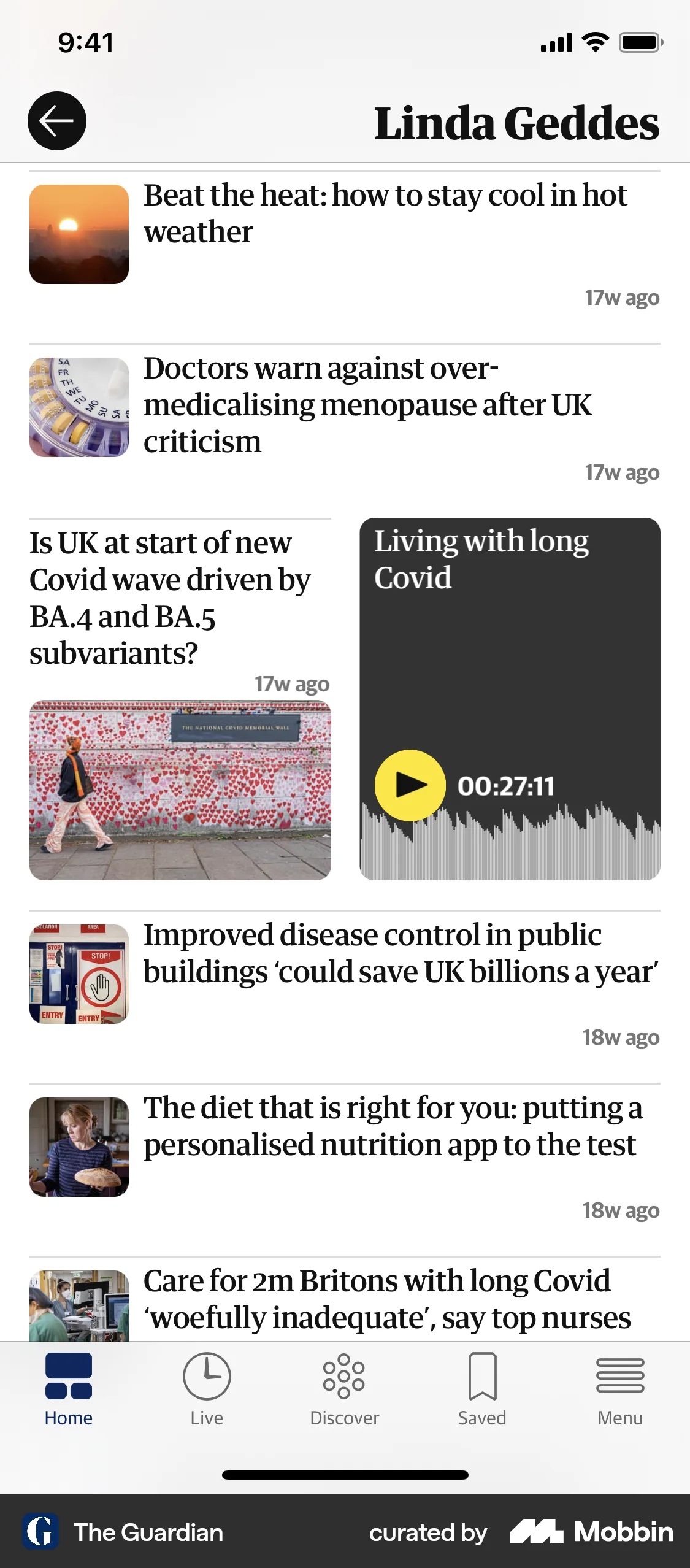 The Guardian iOS My Account & Profile screen