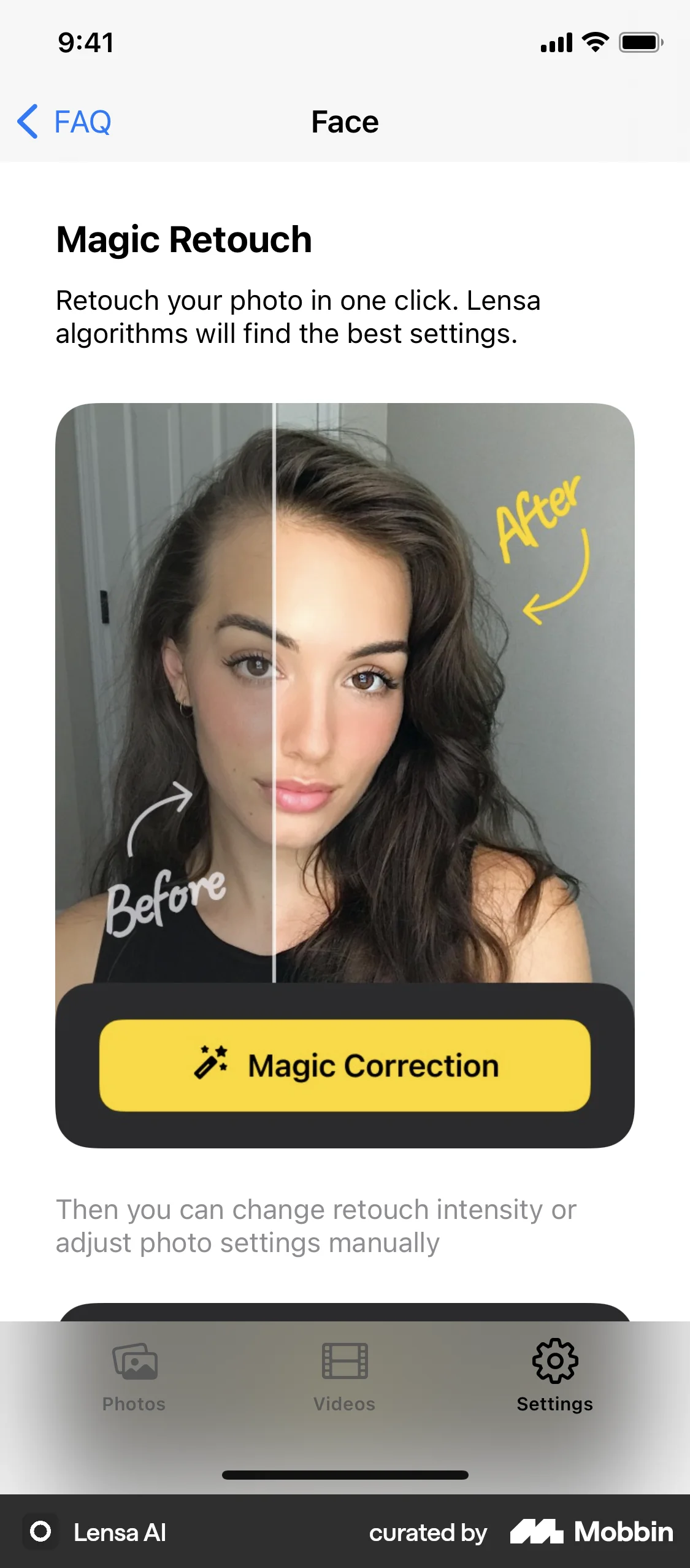 Lensa AI iOS Help & Support screen