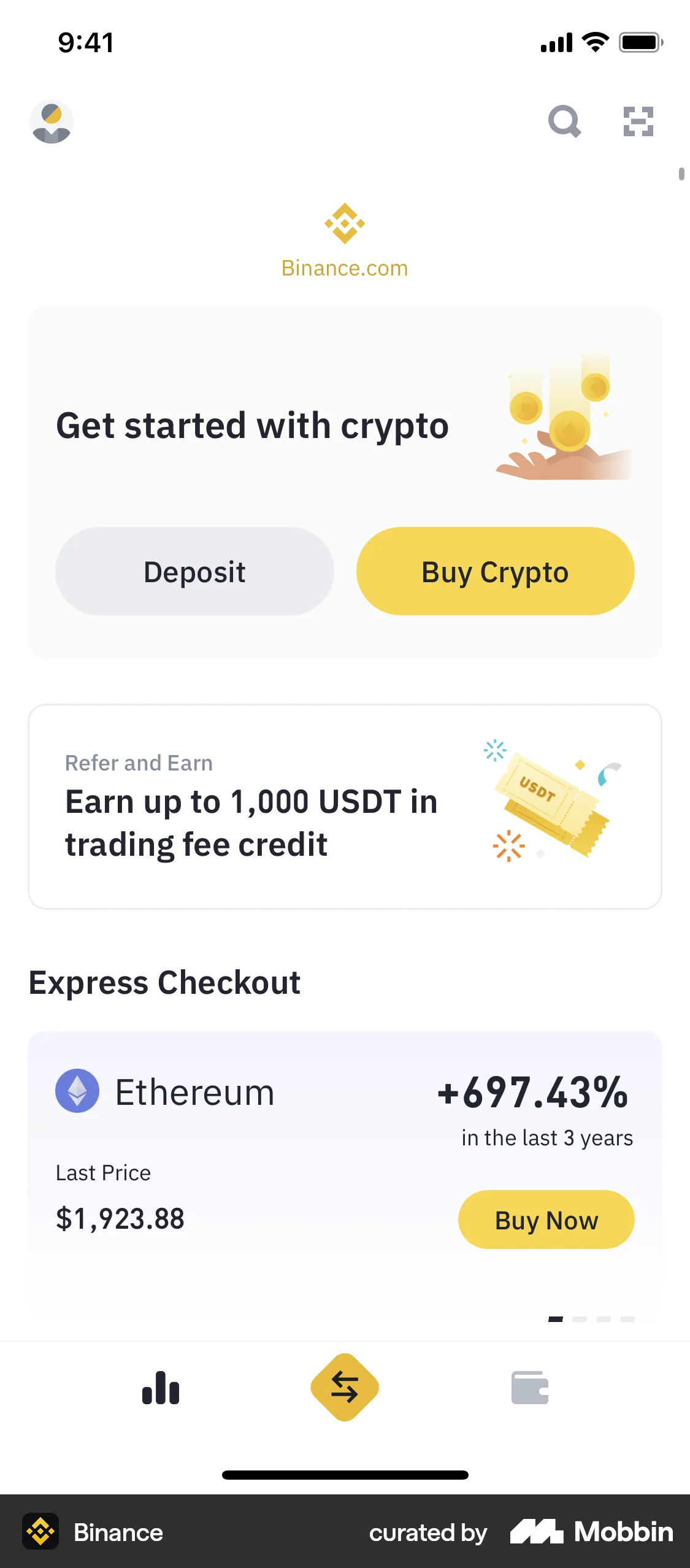Binance iOS Pull to Refresh screen