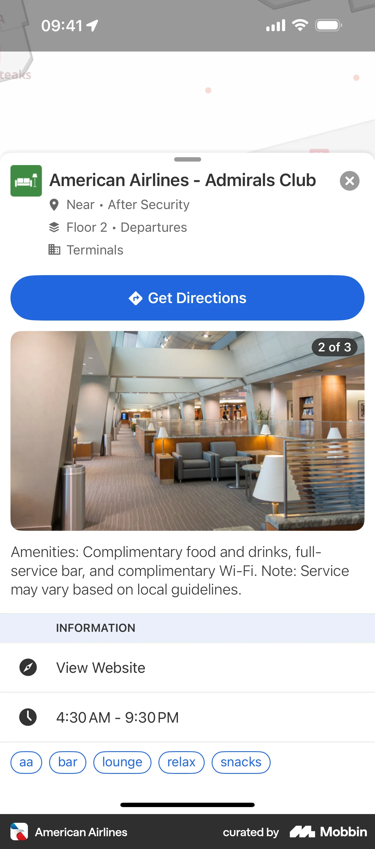 American Airlines iOS screen containing Photo UI element