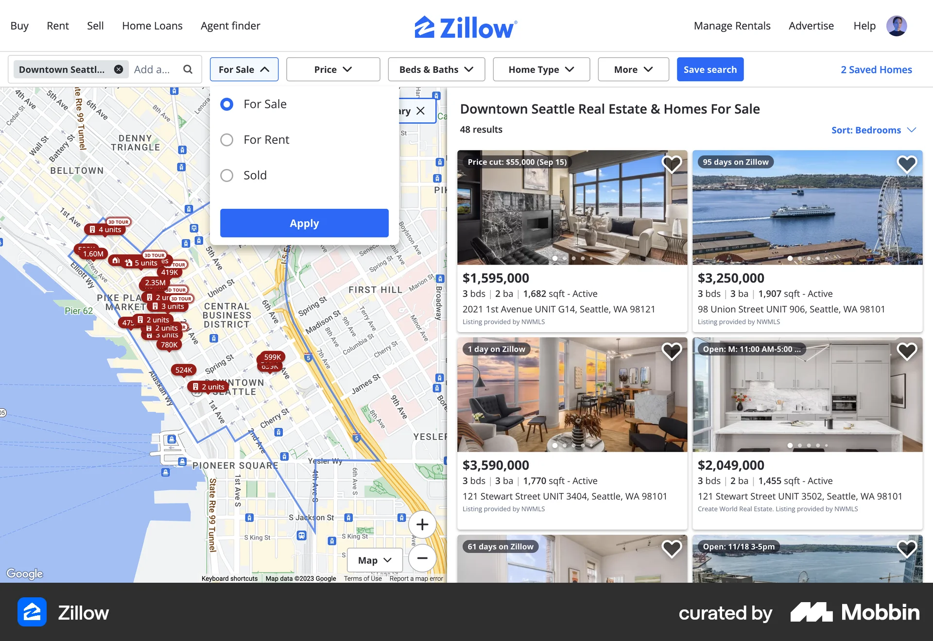 Zillow Web Real Estate App screen
