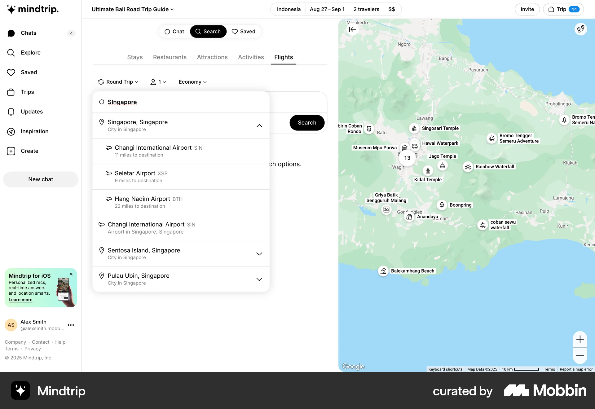 Mindtrip Web screen containing Accordion UI element