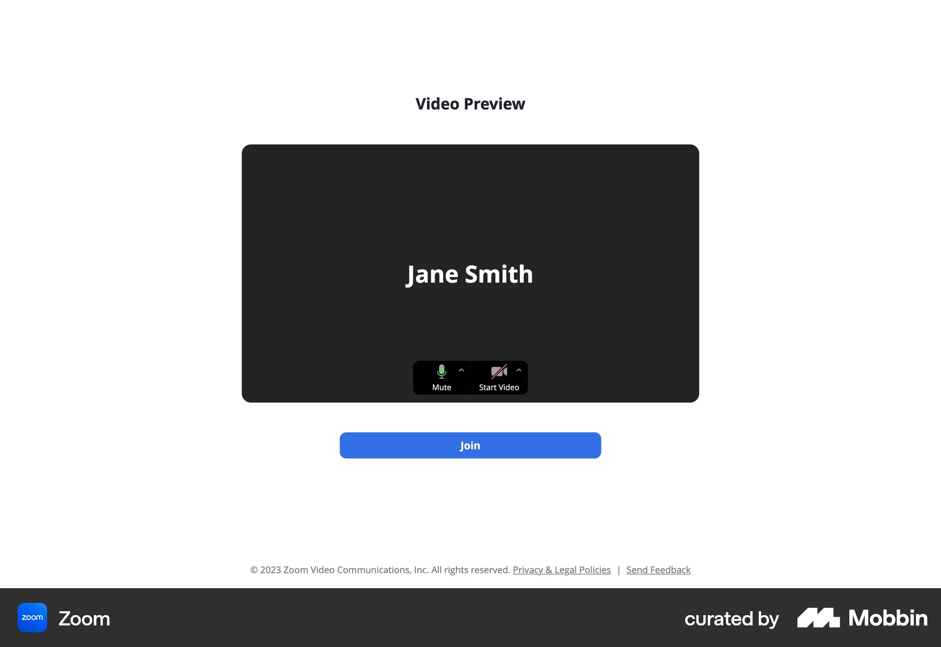 Zoom Web Call screen