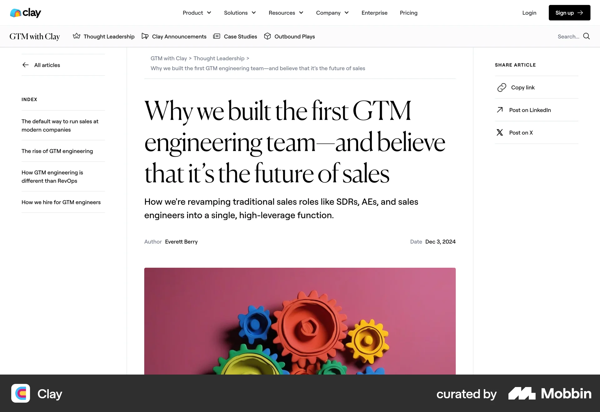 Clay Web screen containing Table of Contents UI element
