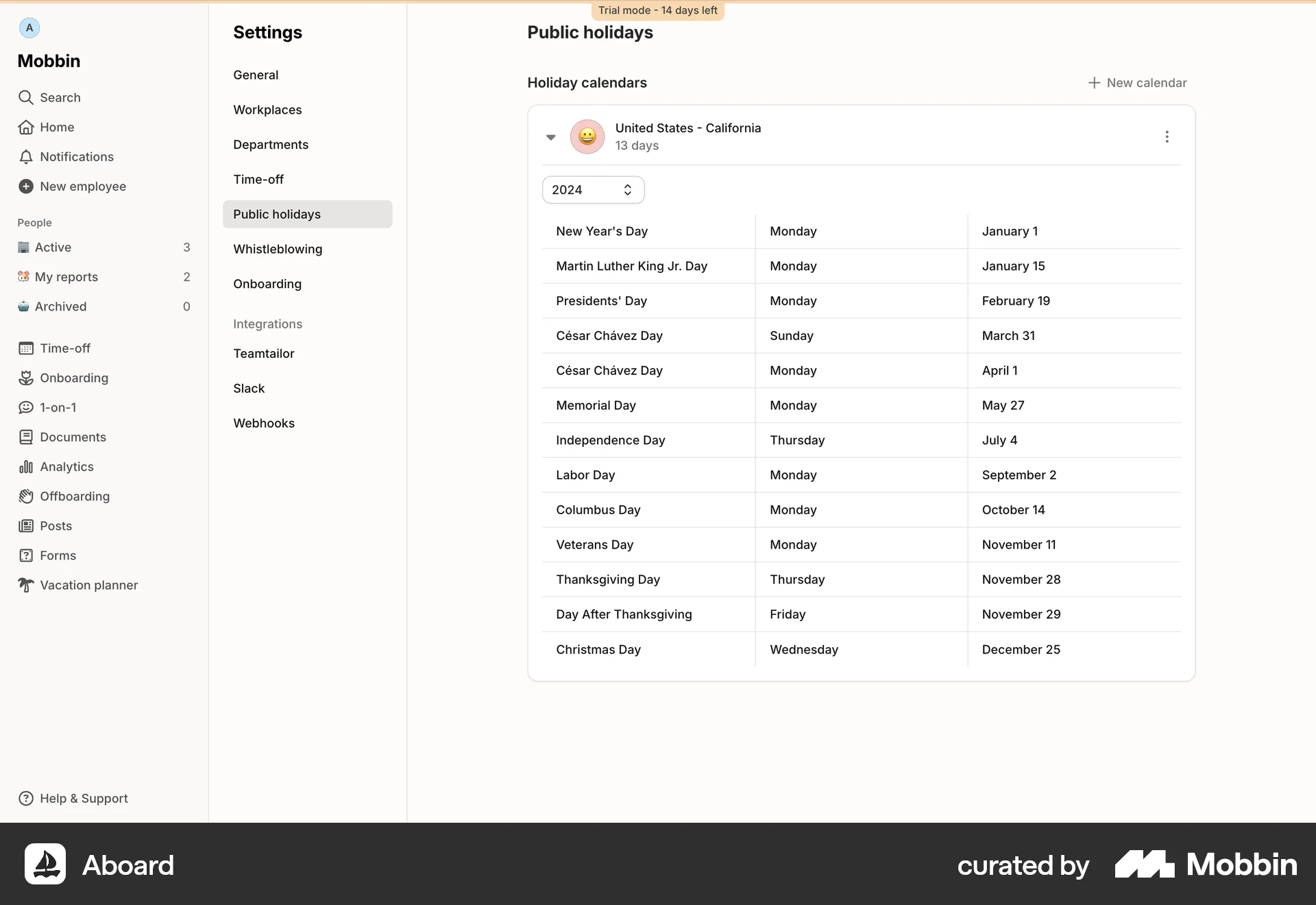 Aboard Web screen containing Accordion UI element