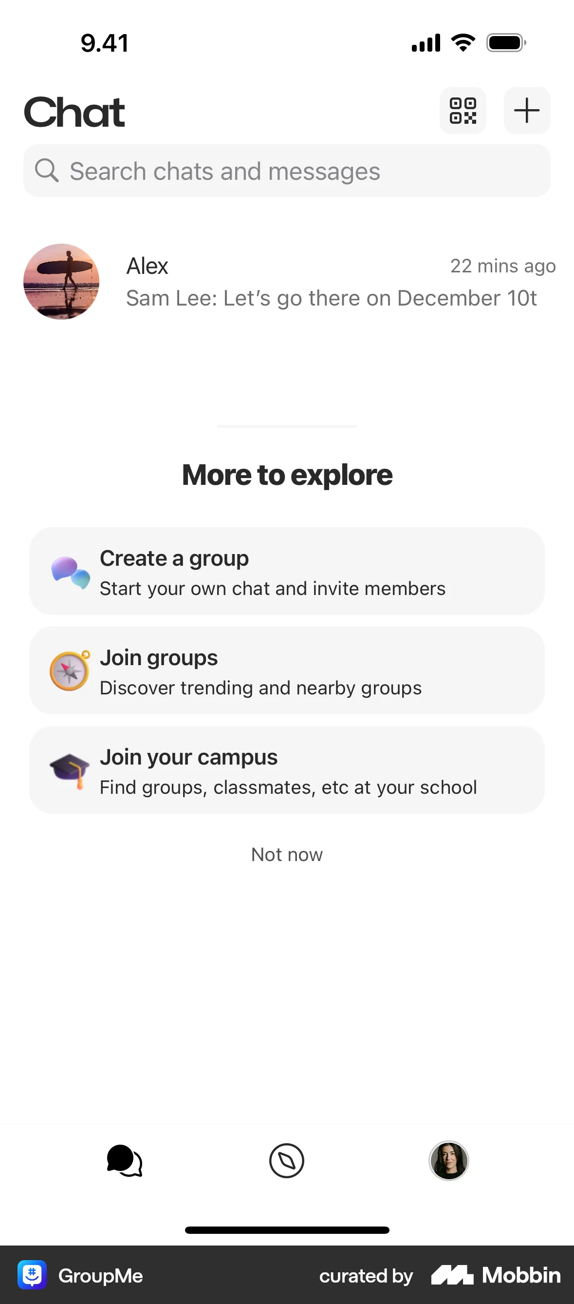 GroupMe iOS Suggestions & Similar Items screen