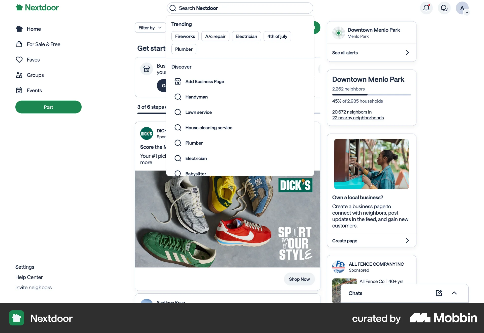 Nextdoor Web News App screen