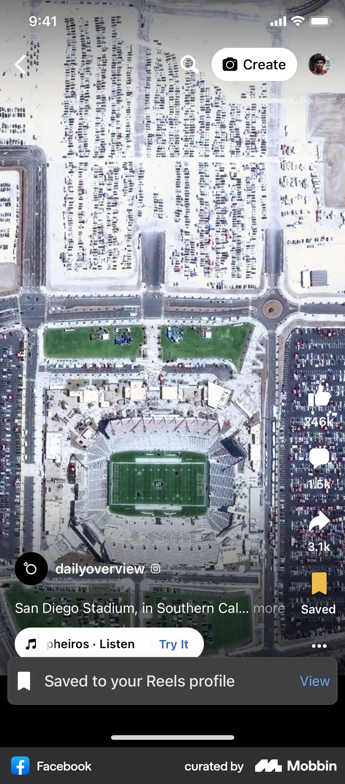 Facebook iOS screen containing Toast UI element