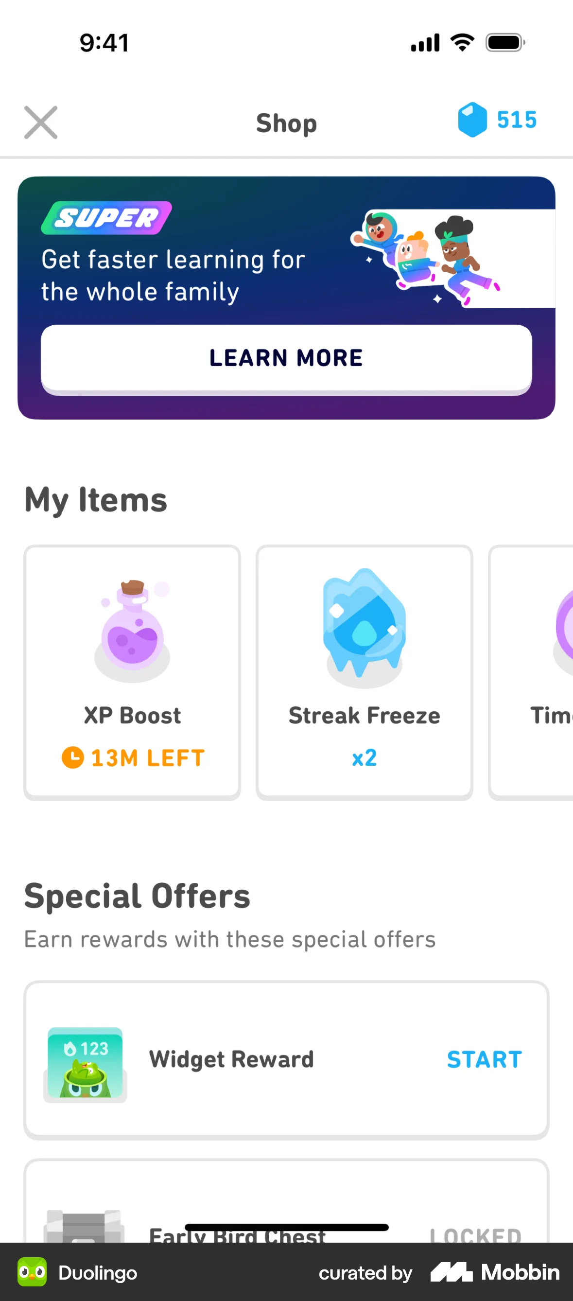 Duolingo iOS Shop & Storefront screen