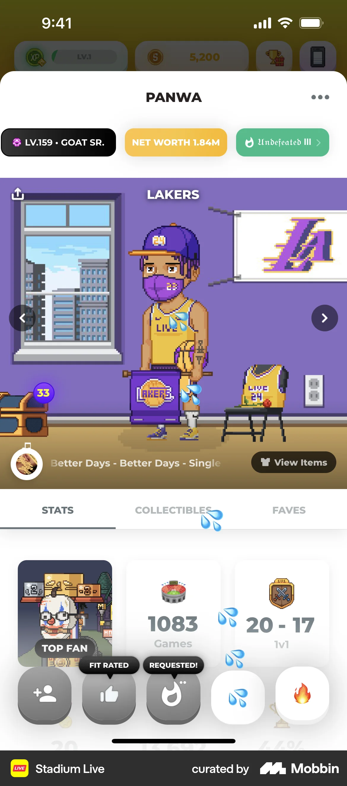 Stadium Live iOS My Account & Profile screen