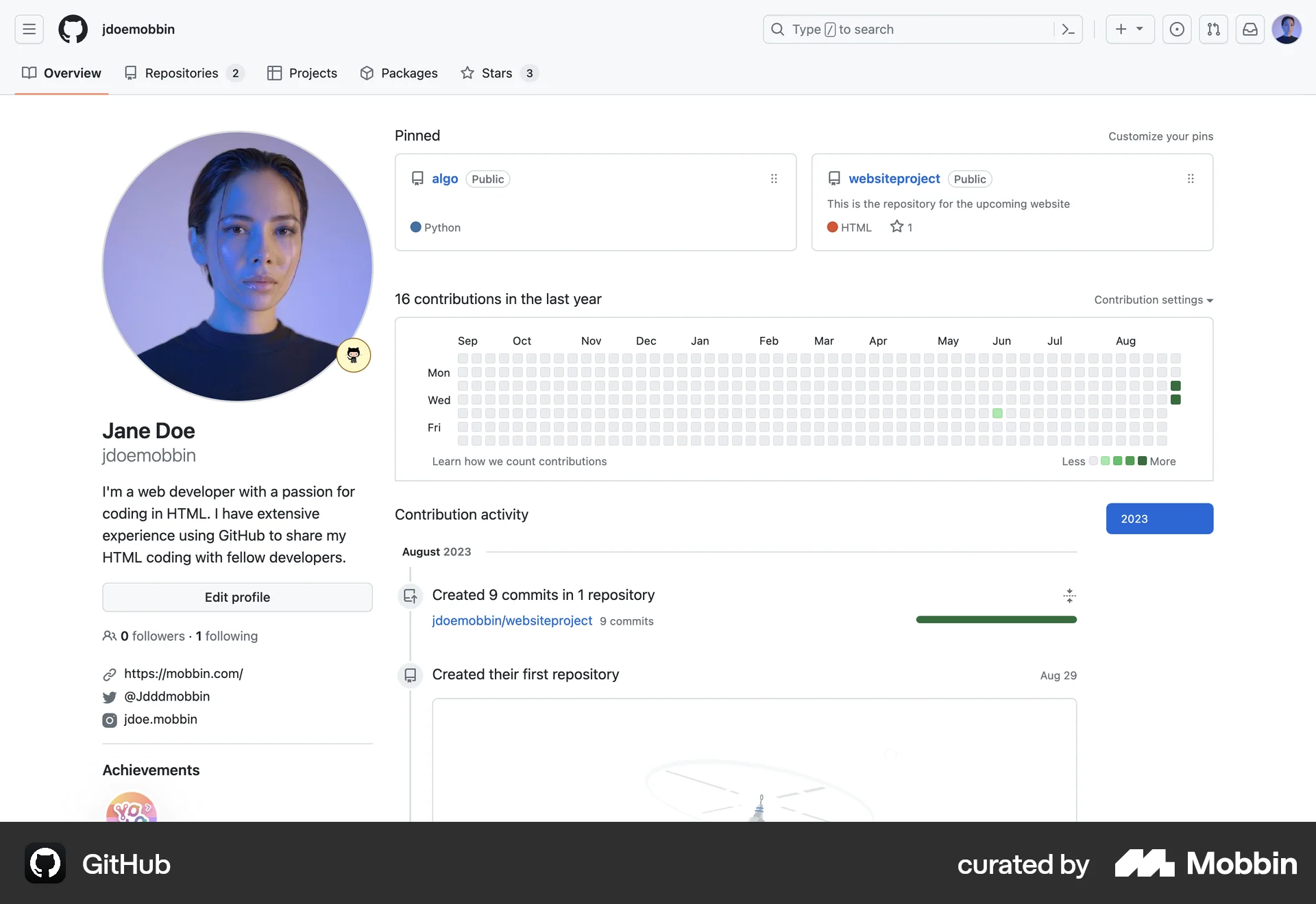 GitHub Web My Account & Profile screen