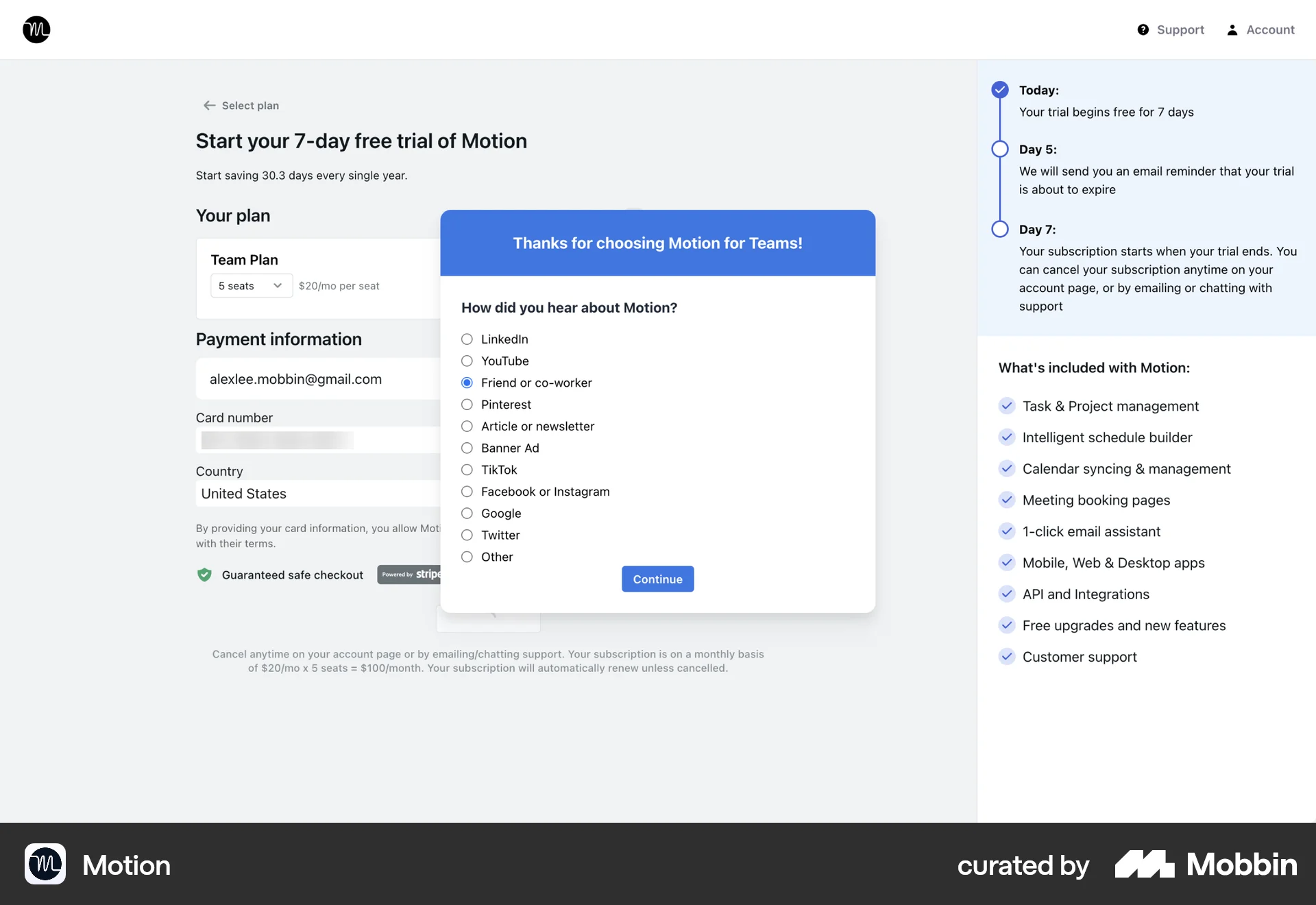 Motion Web Quiz screen