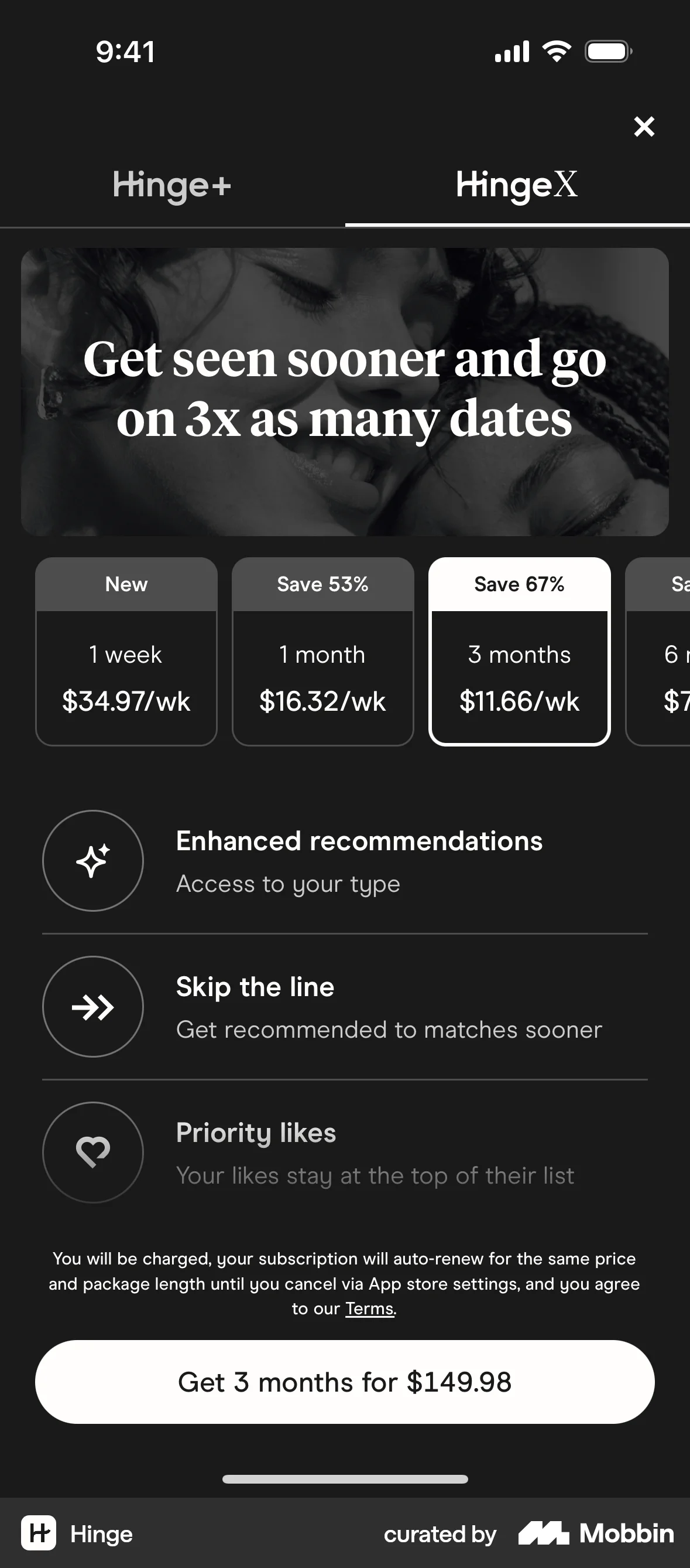 Hinge iOS Subscription & Paywall screen