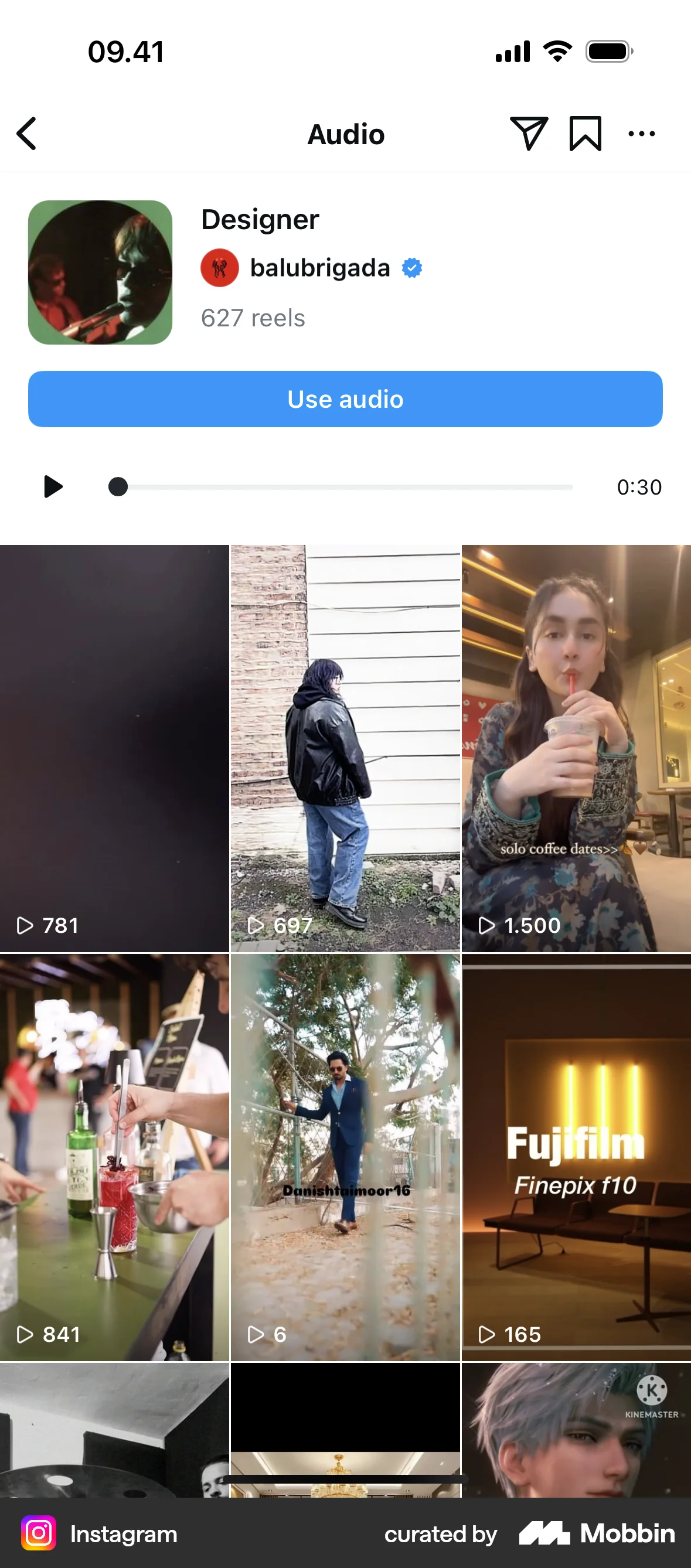 Instagram iOS Song & Podcast Detail screen