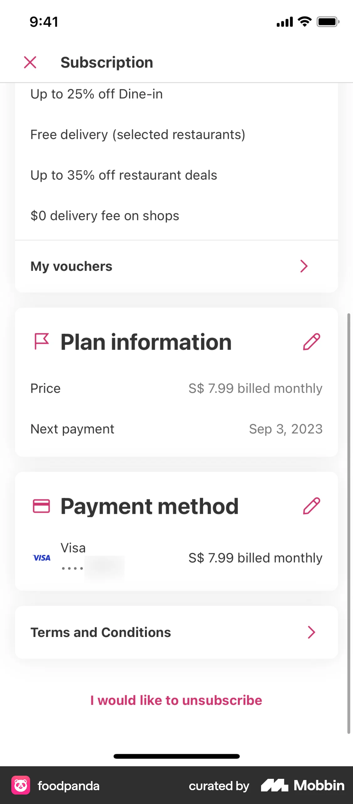 foodpanda iOS Billing screen