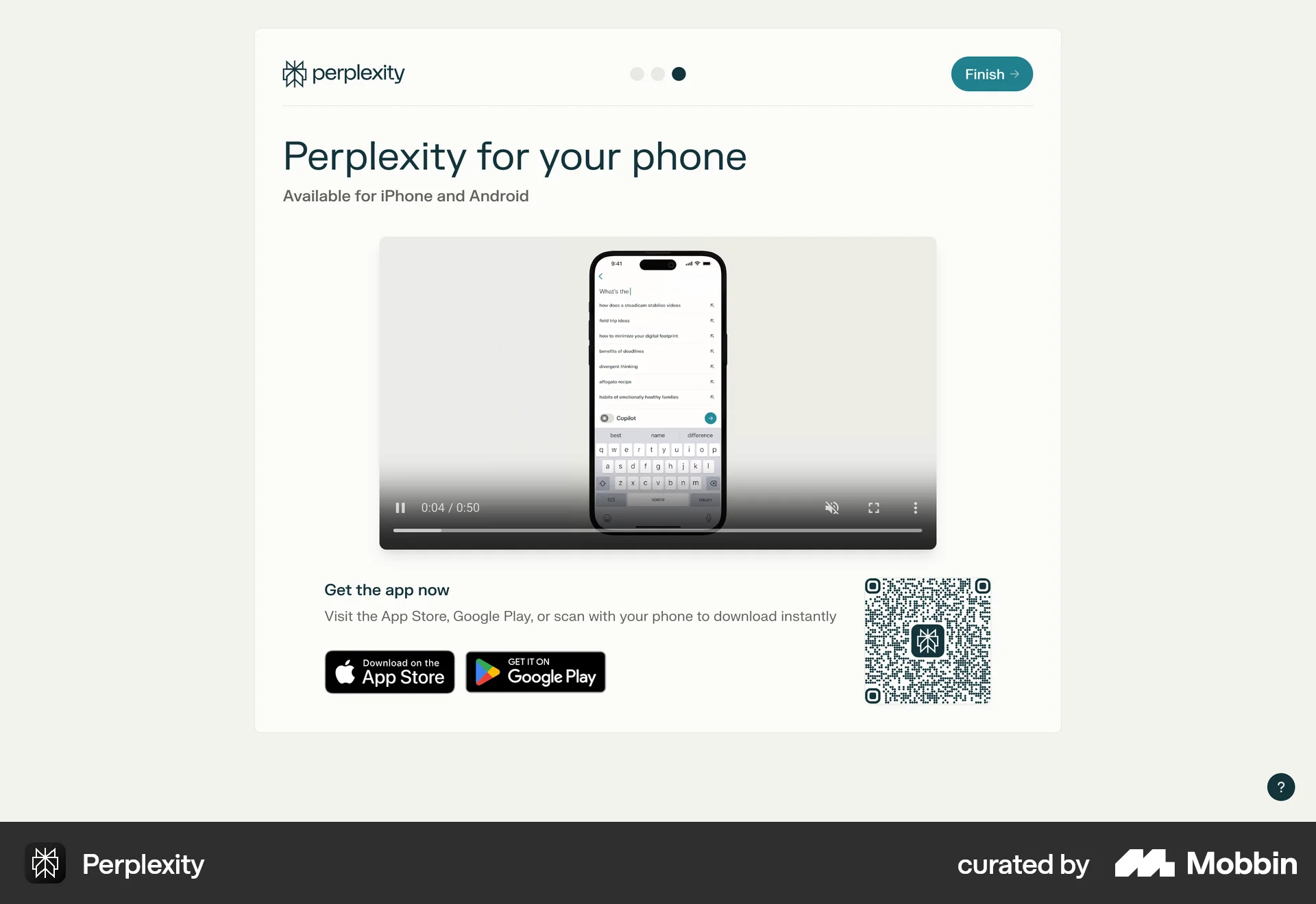 Perplexity Web Video Player screen