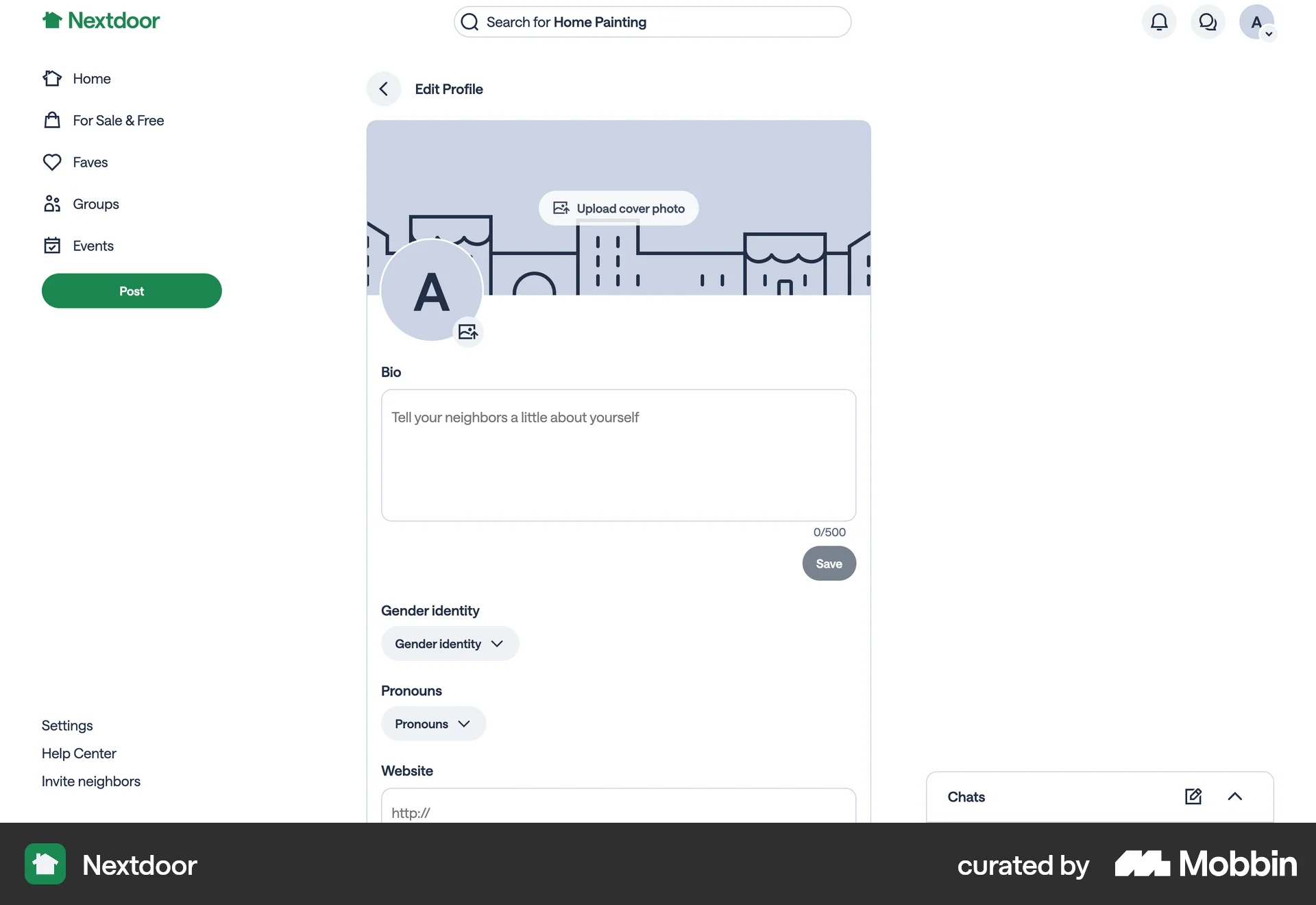 Nextdoor Web Upload & Download screen