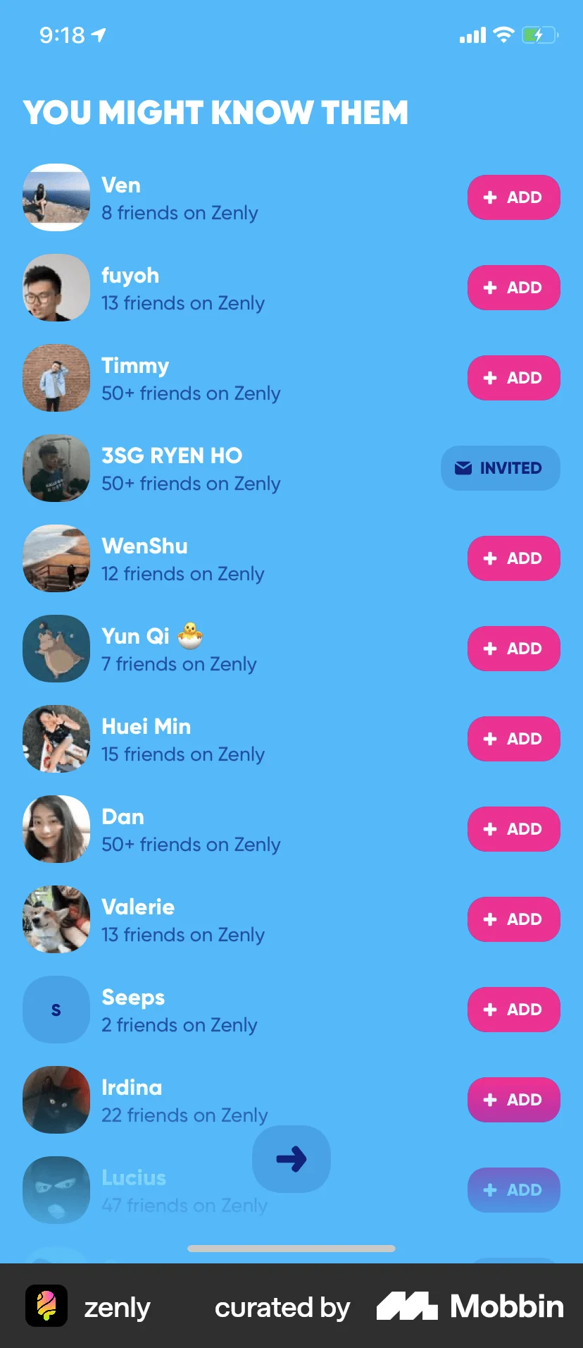 zenly iOS Invite & Refer Friends screen