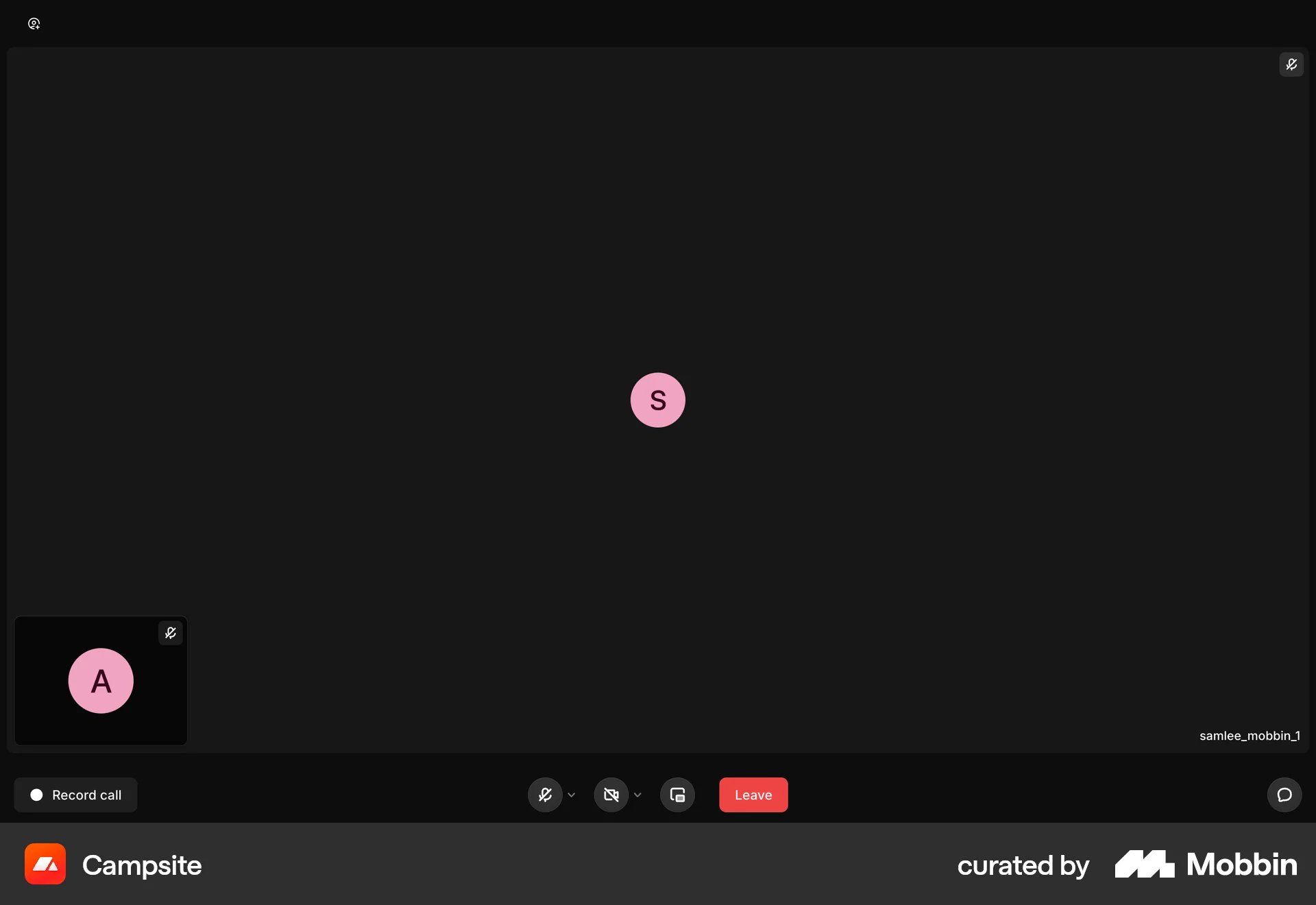 Campsite Web Call screen