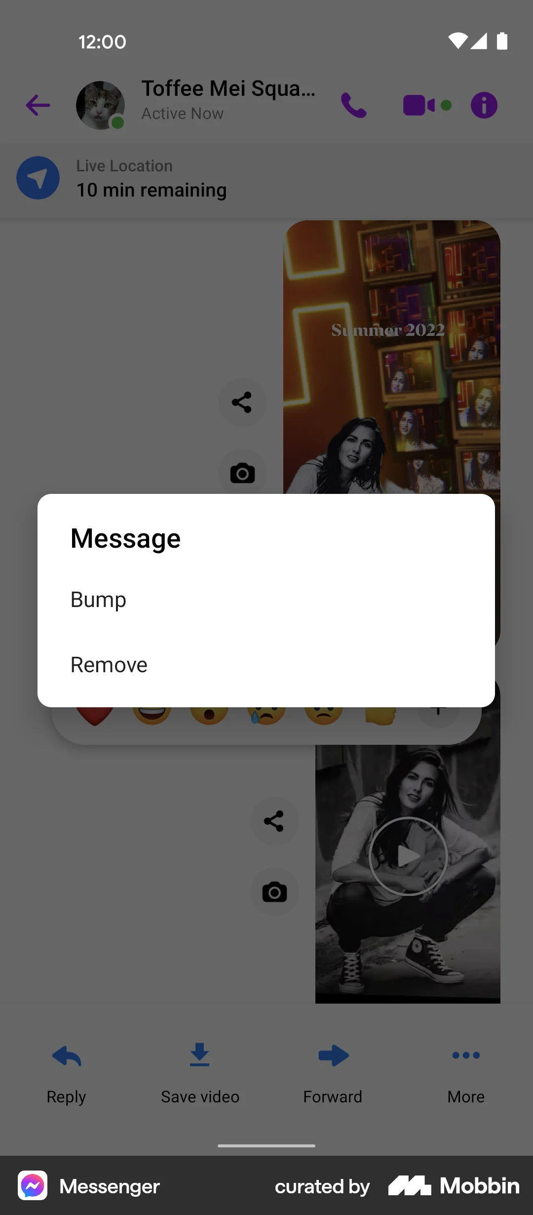 Messenger Android Action Option screen