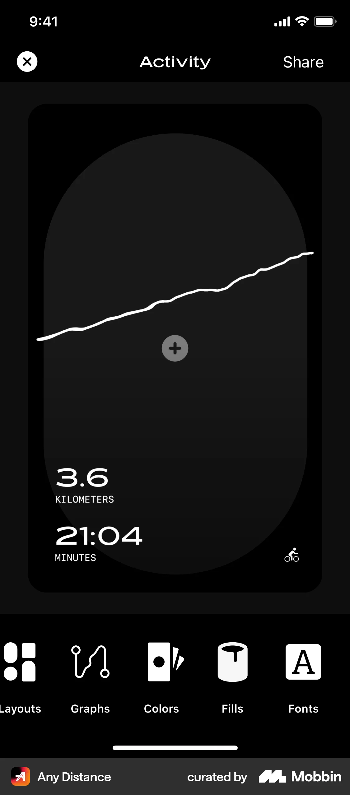 Any Distance iOS Graph UI Design screen