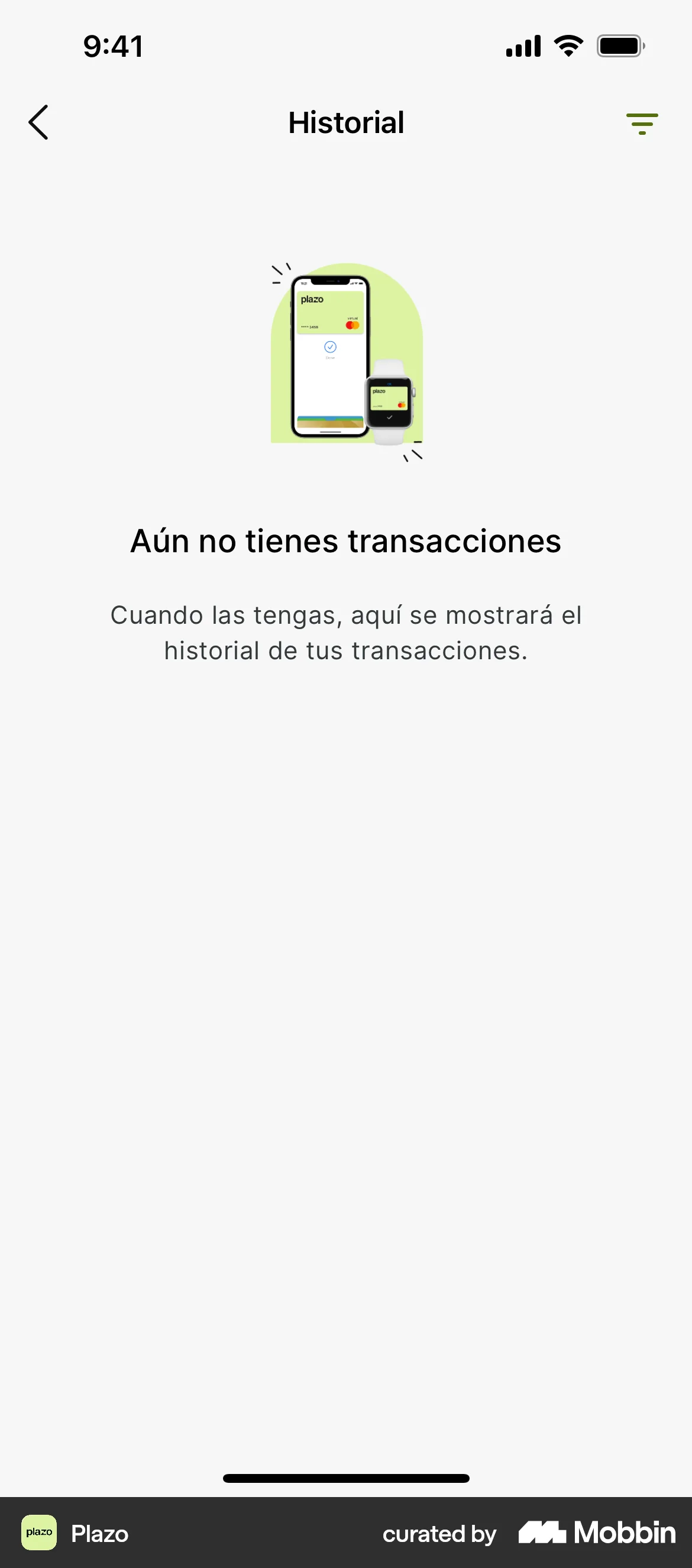 Plazo iOS Empty State screen