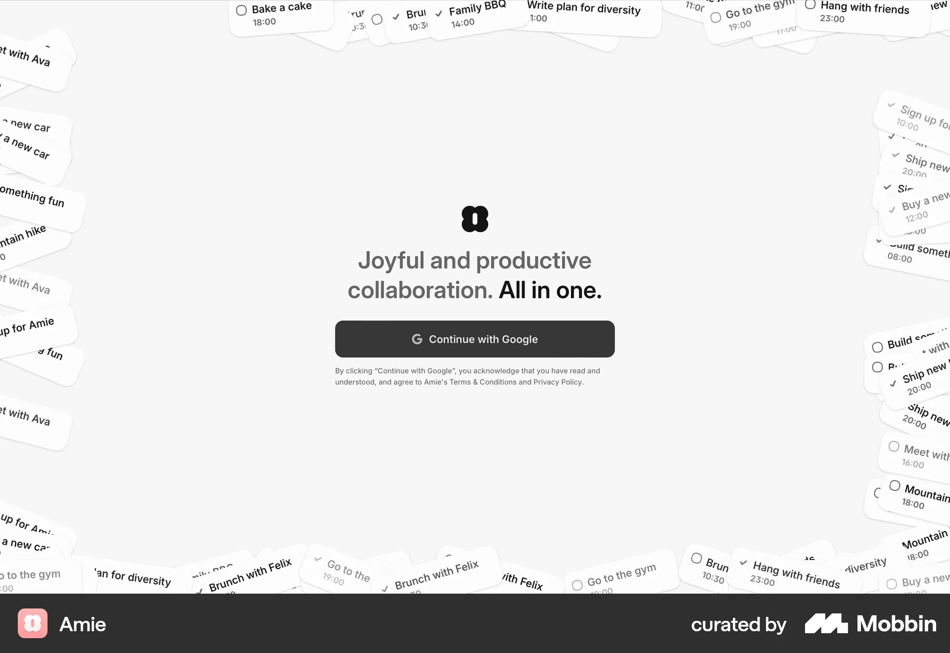 Amie Web Login screen