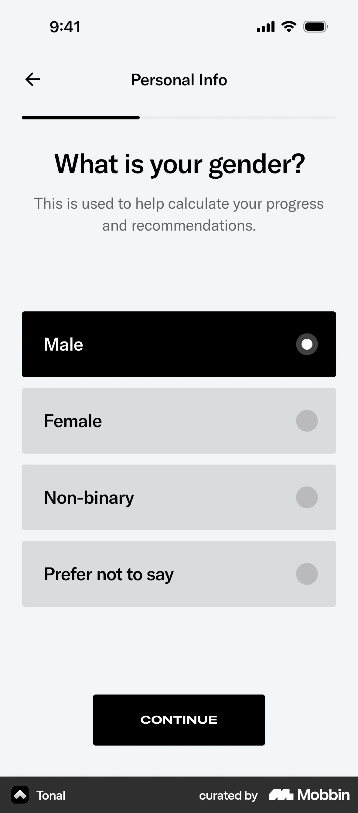 Tonal Onboarding screen