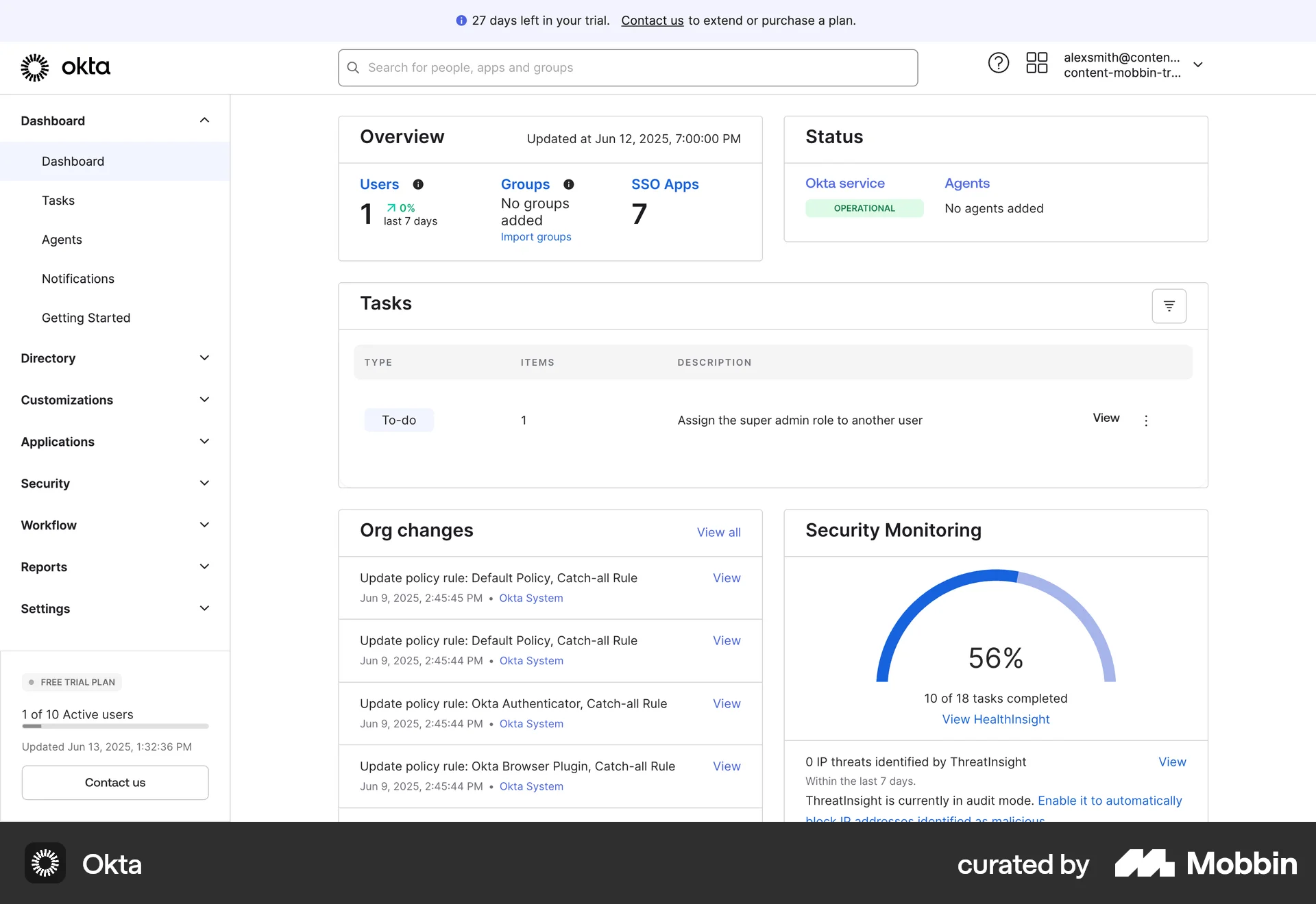 Okta Web Progress screen