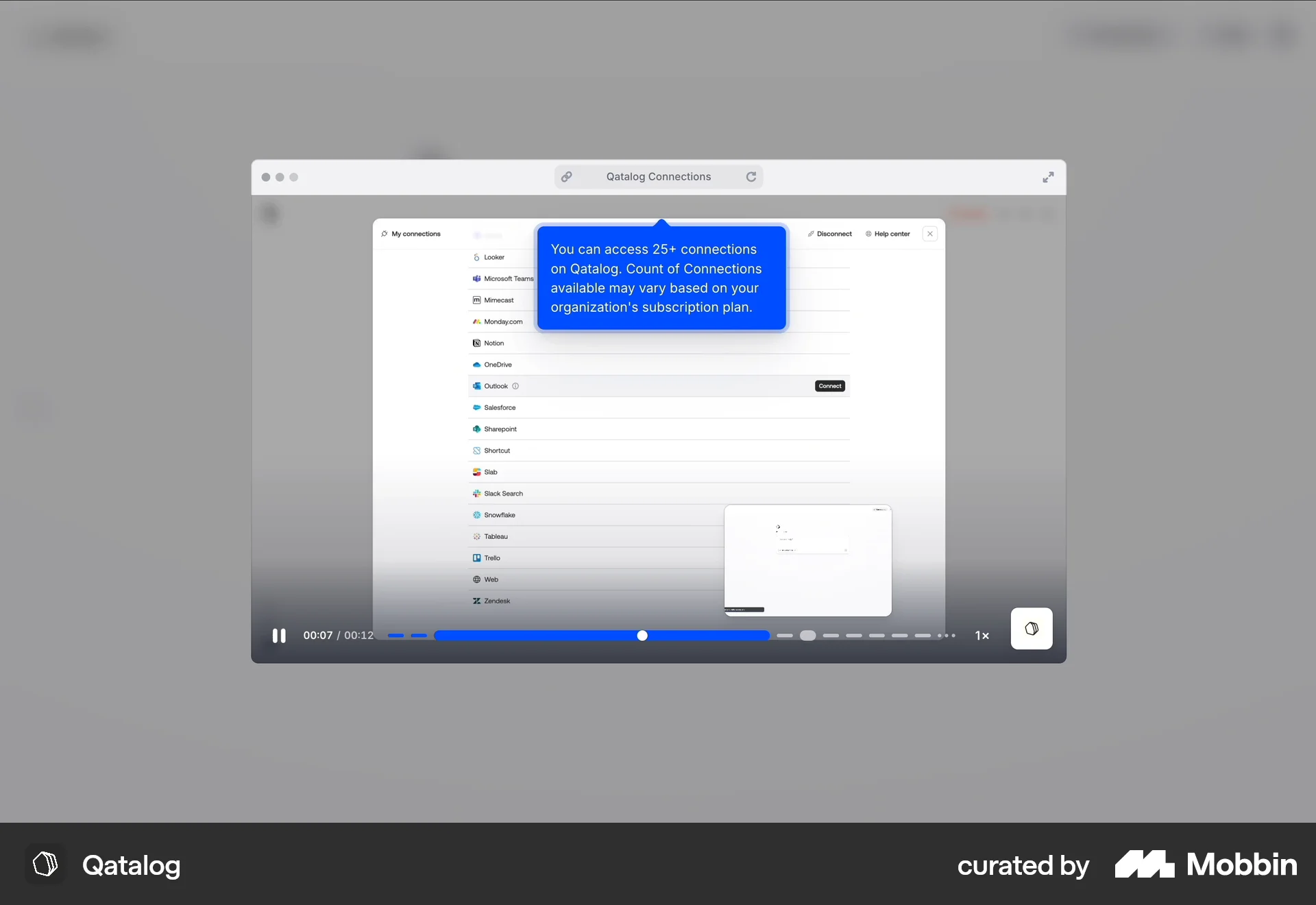 Qatalog Web Video Player screen