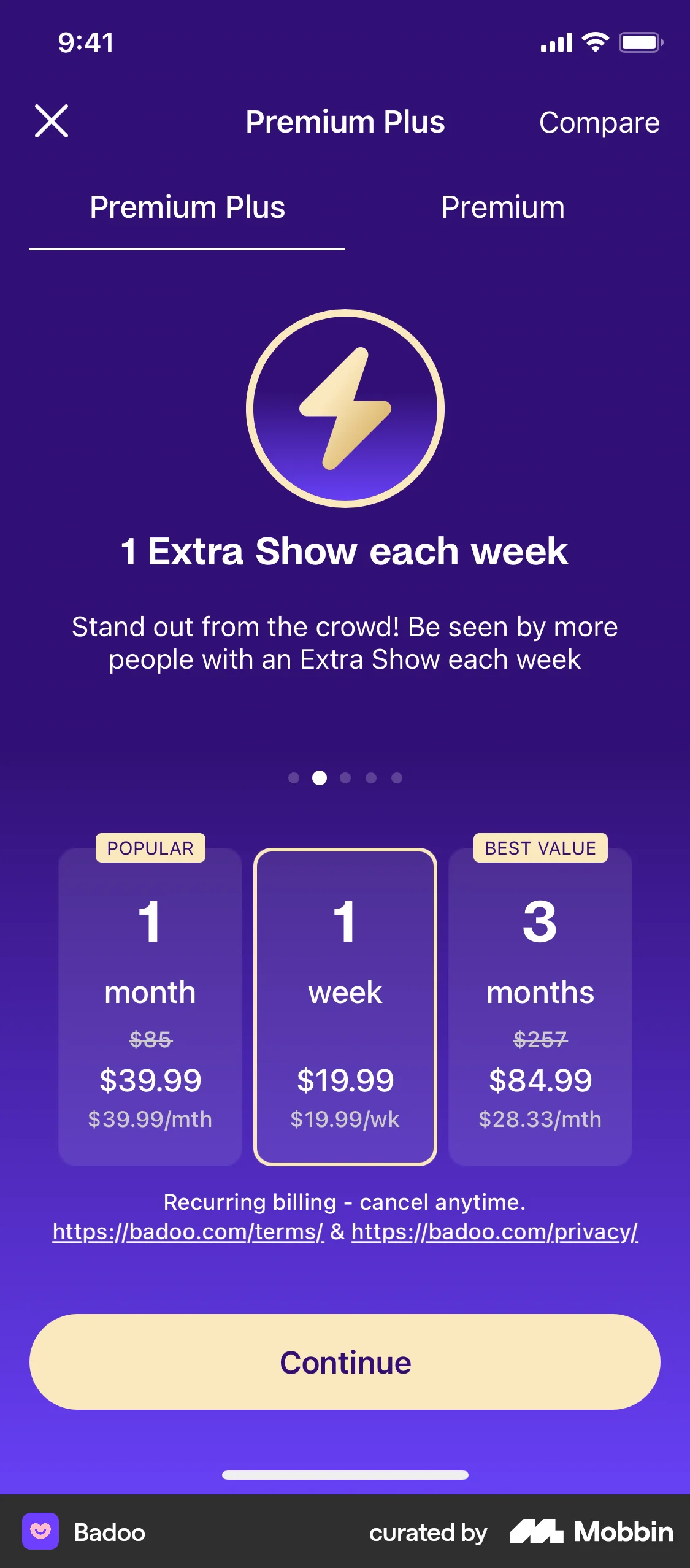 Badoo iOS Subscription & Paywall screen