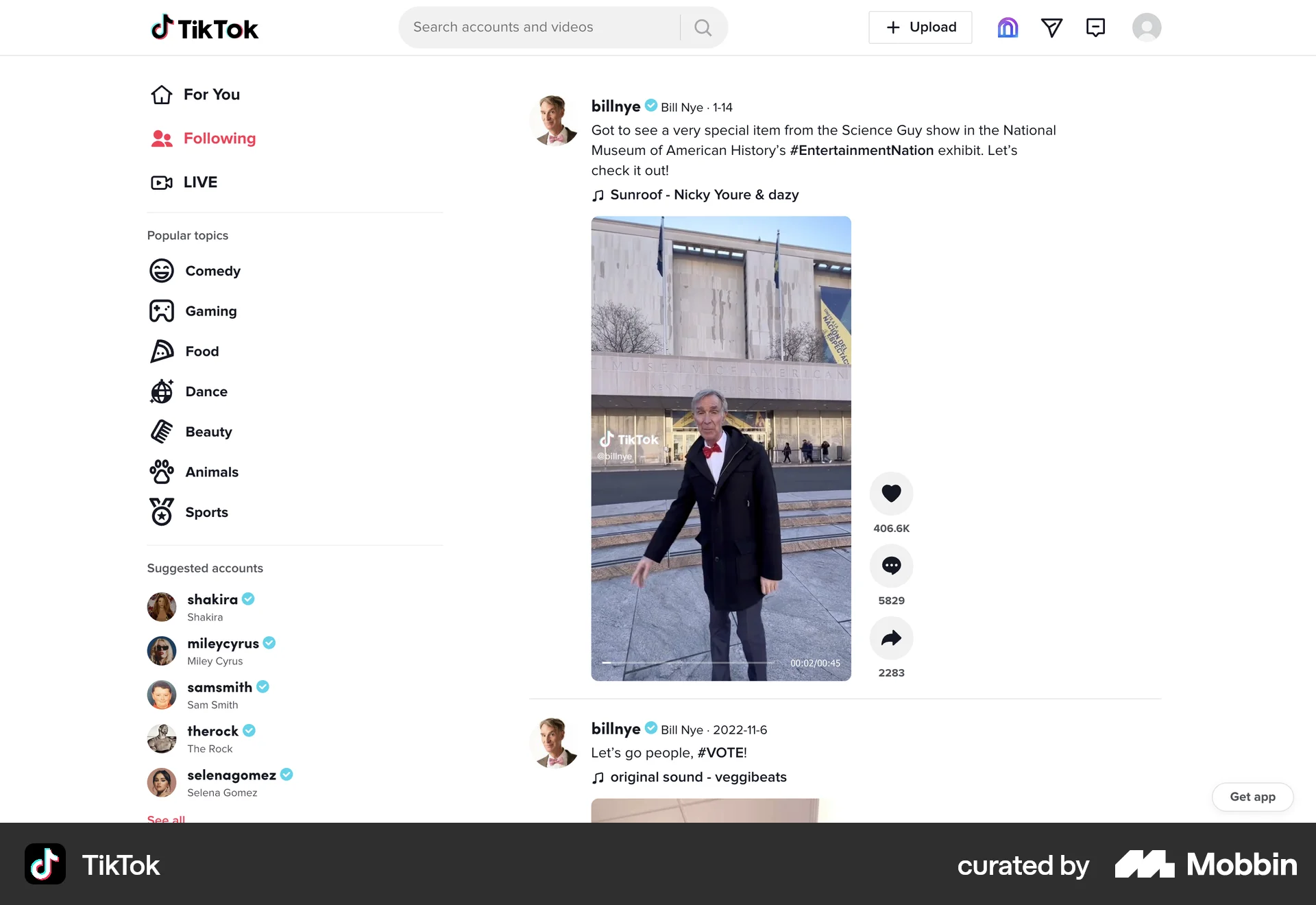 TikTok Web Followers & Following screen