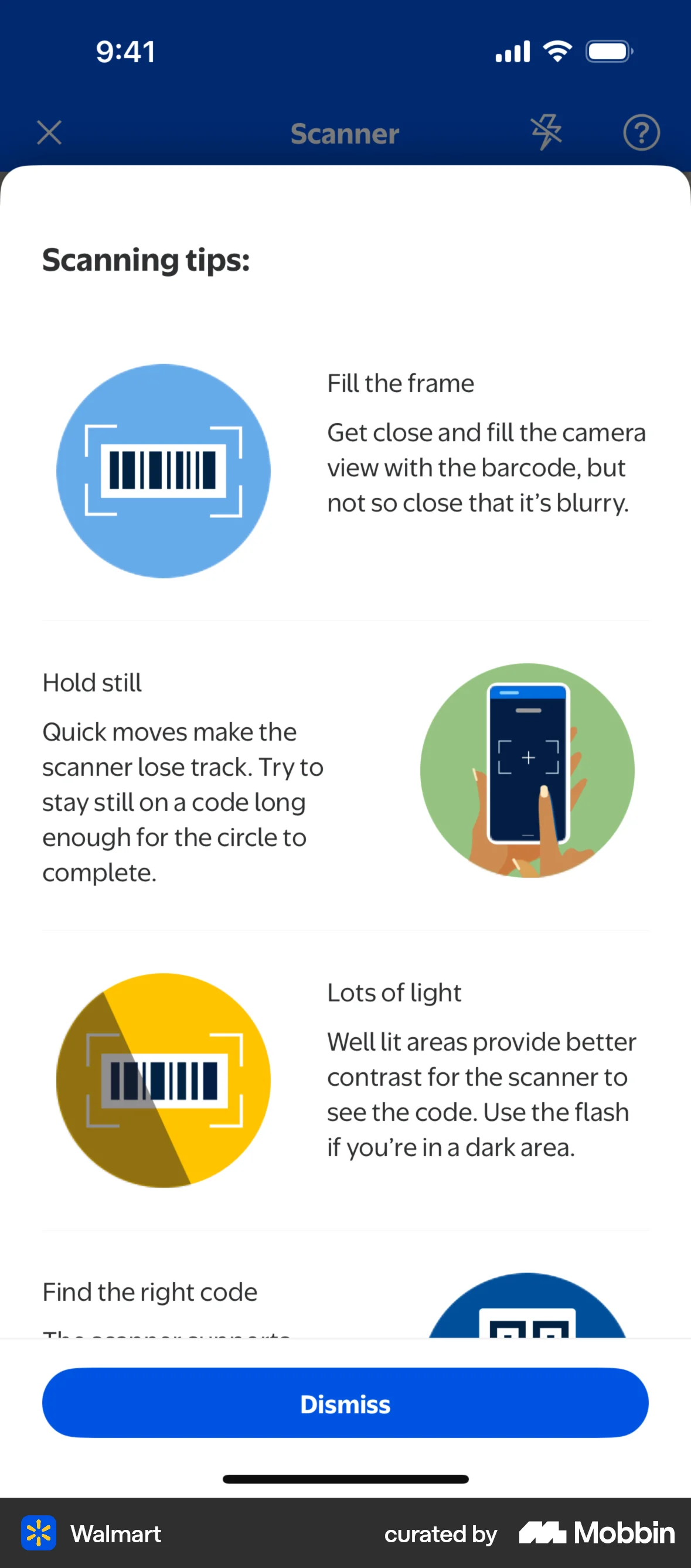 Walmart iOS Guided Tour & Tutorial screen